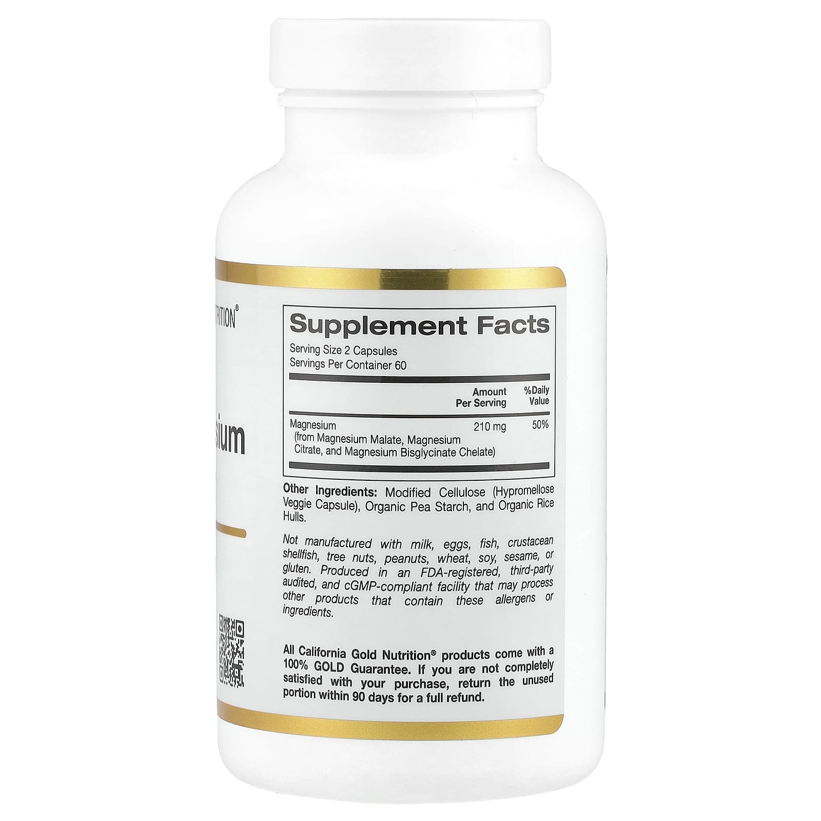 California Gold Nutrition, Triple Magnesium Complex, Malate, Citrate & Bisglycinate Chelate, 120 Veggie Capsules (105 mg per Capsule)