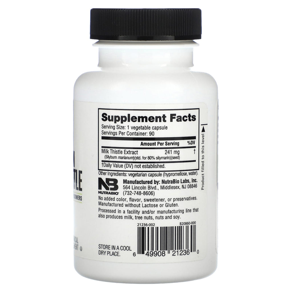 NutraBio, European Milk Thistle, 90 Capsules (241 mg per Capsule)