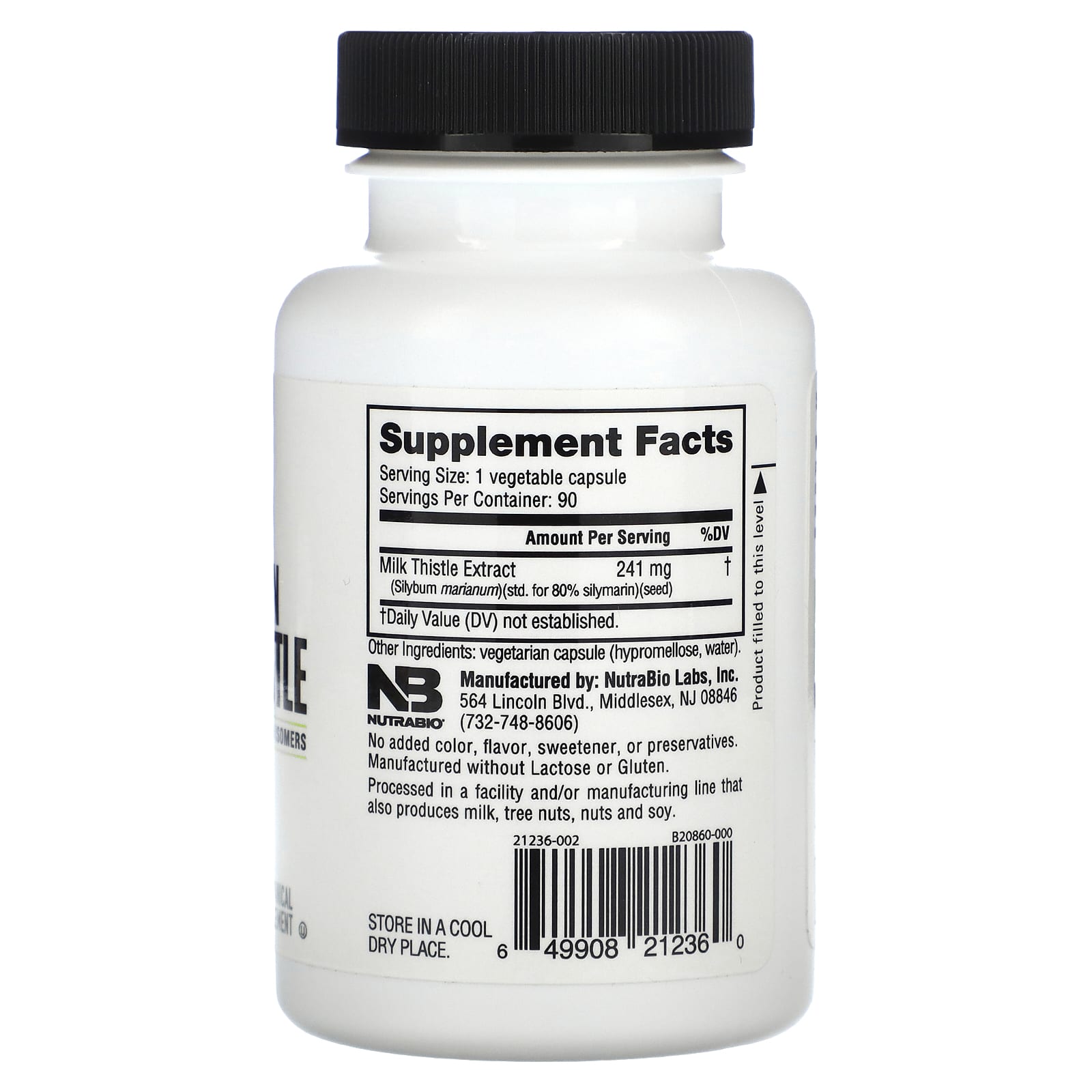 NutraBio, European Milk Thistle, 90 Capsules (241 mg per Capsule)