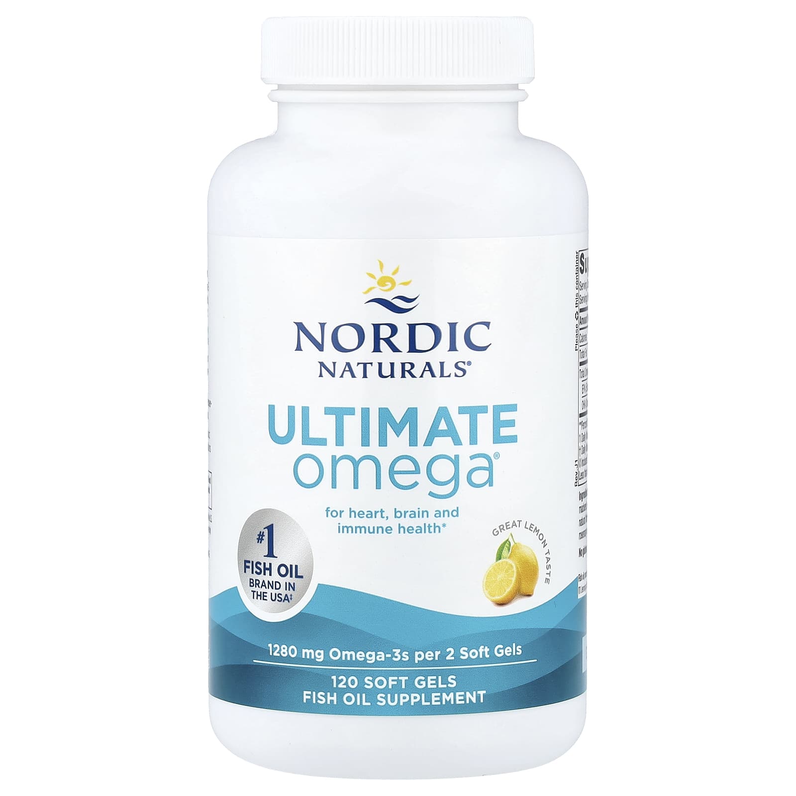 Nordic Naturals, Ultimate Omega®, Lemon, 120 Soft Gels (640 mg per Soft Gel)