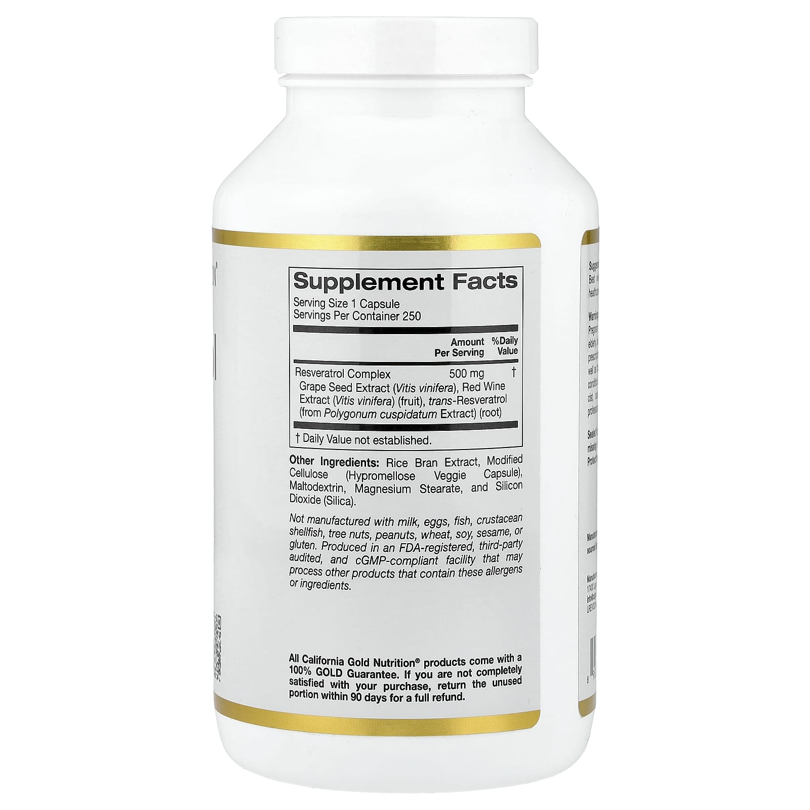 California Gold Nutrition, Resveratrol Complex with Grape Seed Extract, Red Wine Extract, and trans-Resveratrol, 250 Veggie Capsules