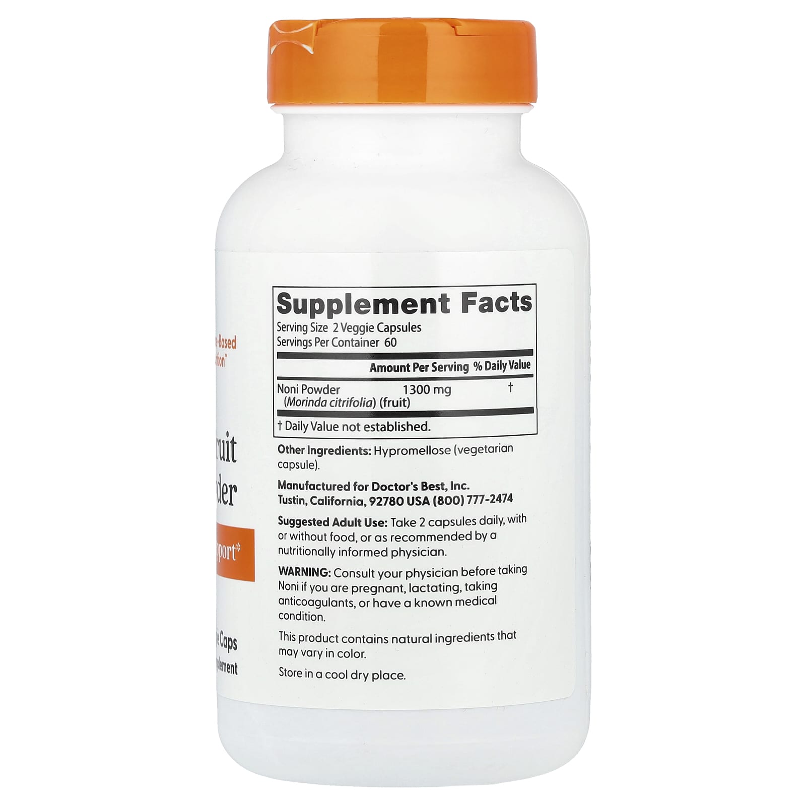 Doctor's Best, Noni Fruit Powder, 120 Veggie Caps (650 mg per Capsule)