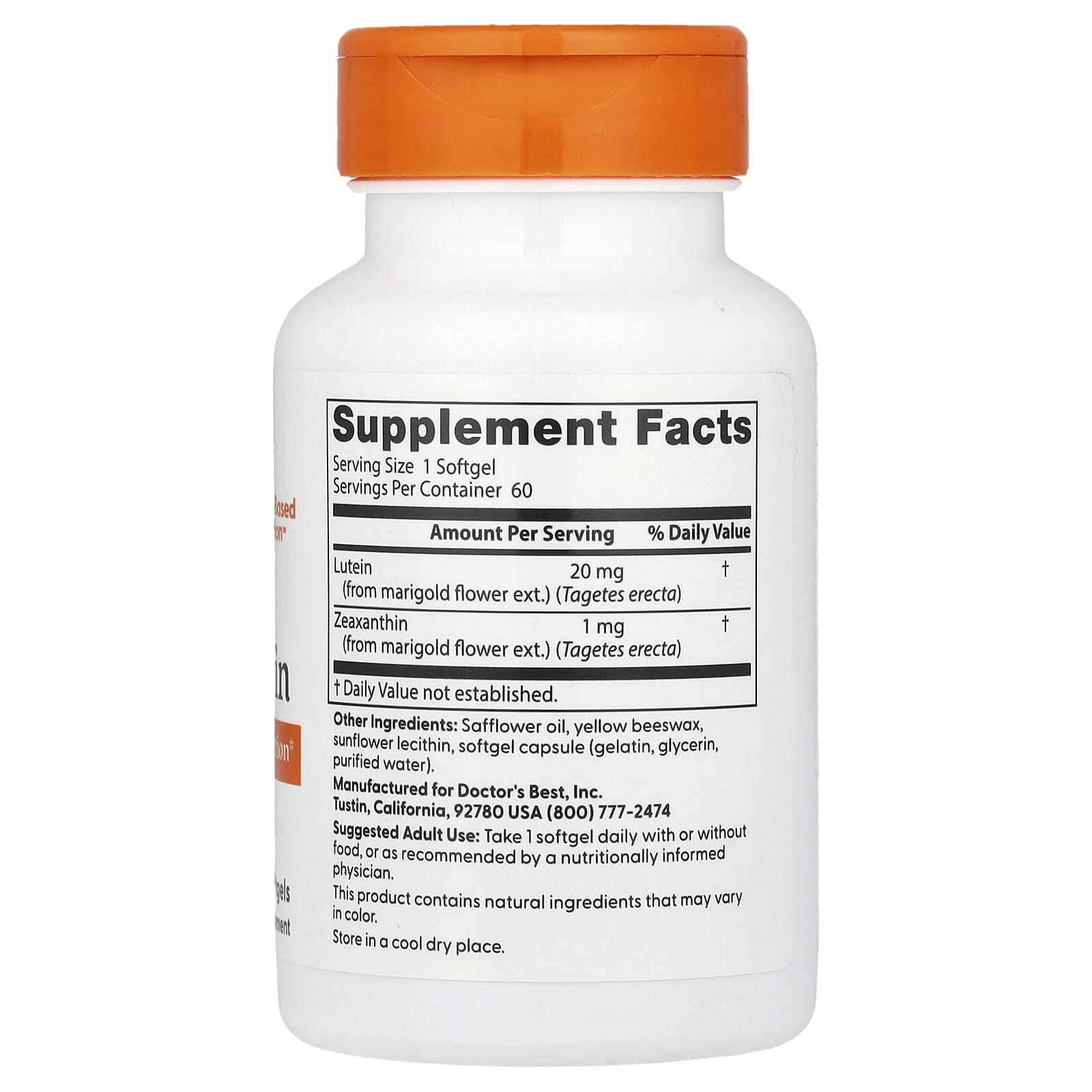 Doctor's Best, Lutein , 20 mg, 60 Softgels