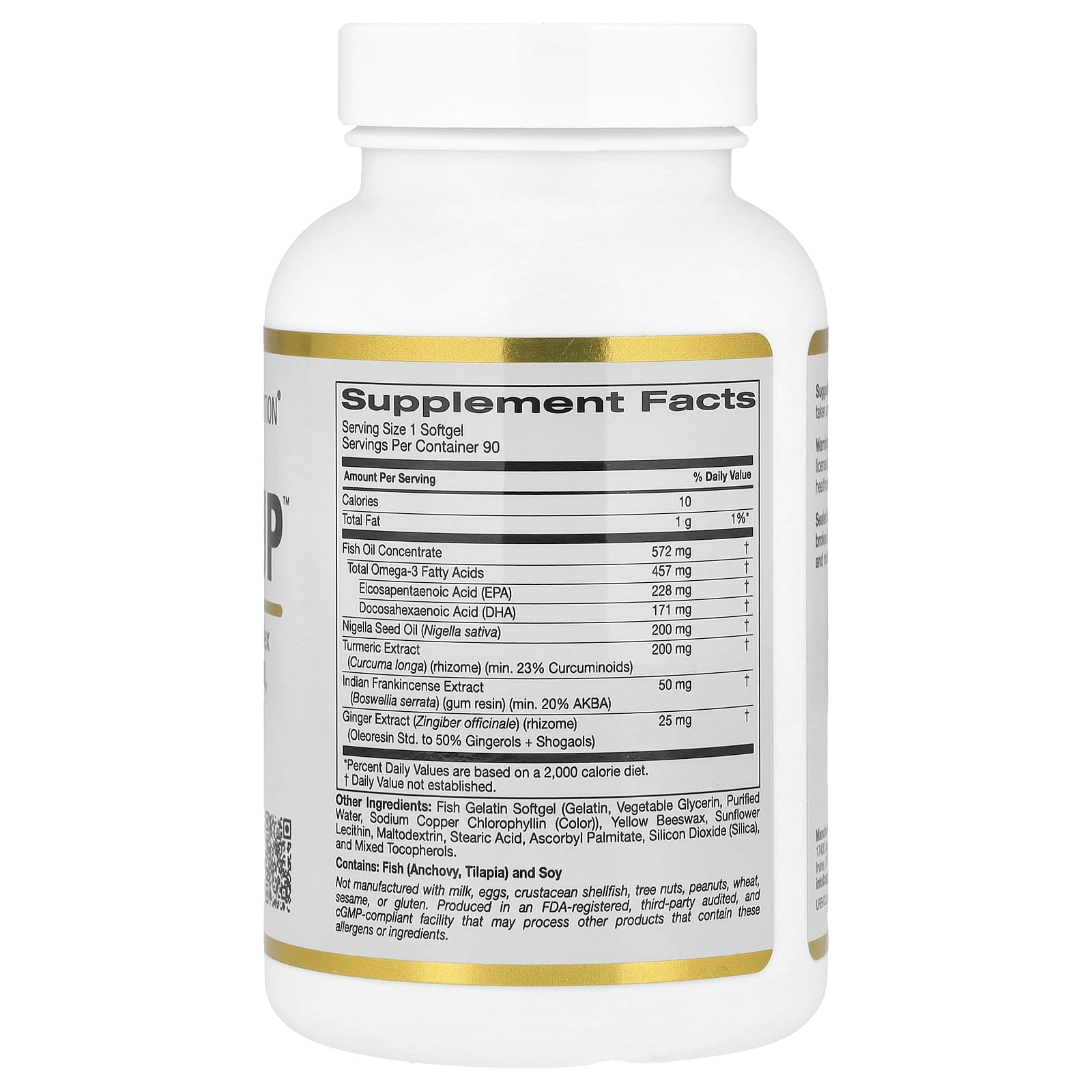 California Gold Nutrition, CurcuminUP™ with Omega-3 Curcumin Complex, Black Cumin Seed Oil, Boswellia and Ginger, 90 Fish Gelatin Softgels