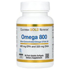 California Gold Nutrition, Omega 800 Ultra-Concentrated Omega-3 Fish Oil, kd-pur Triglyceride Form, 30 Fish Gelatin Softgels (1,000 mg per Softgel)
