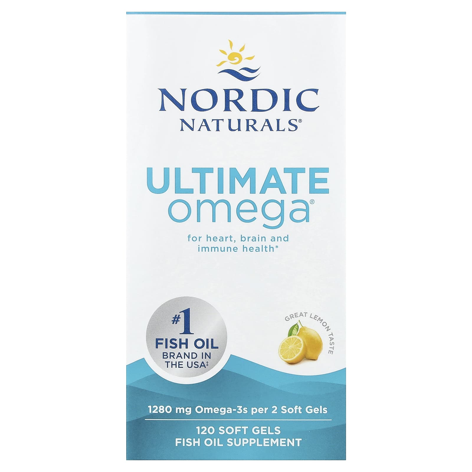 Nordic Naturals, Ultimate Omega®, Lemon, 120 Soft Gels (640 mg per Soft Gel)