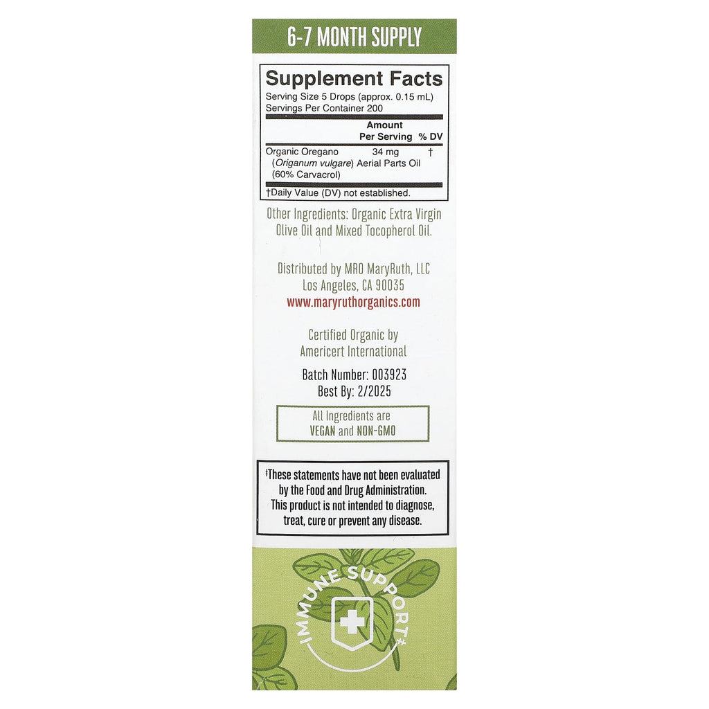 MaryRuth's, Organic Oil of Oregano Liquid Drops, 1 fl oz (30 ml)