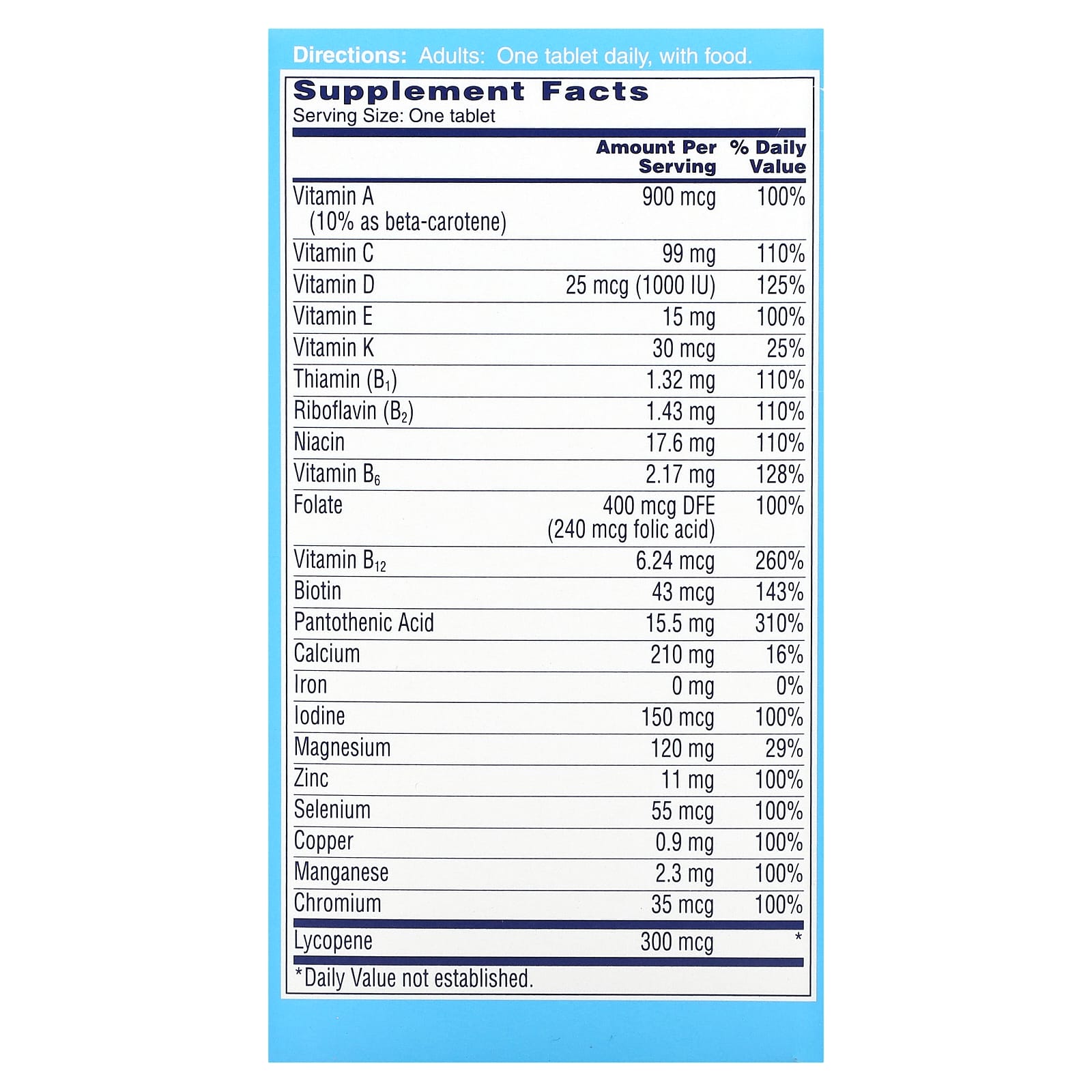 One-A-Day, Men's Complete Multivitamin, 100 Tablets