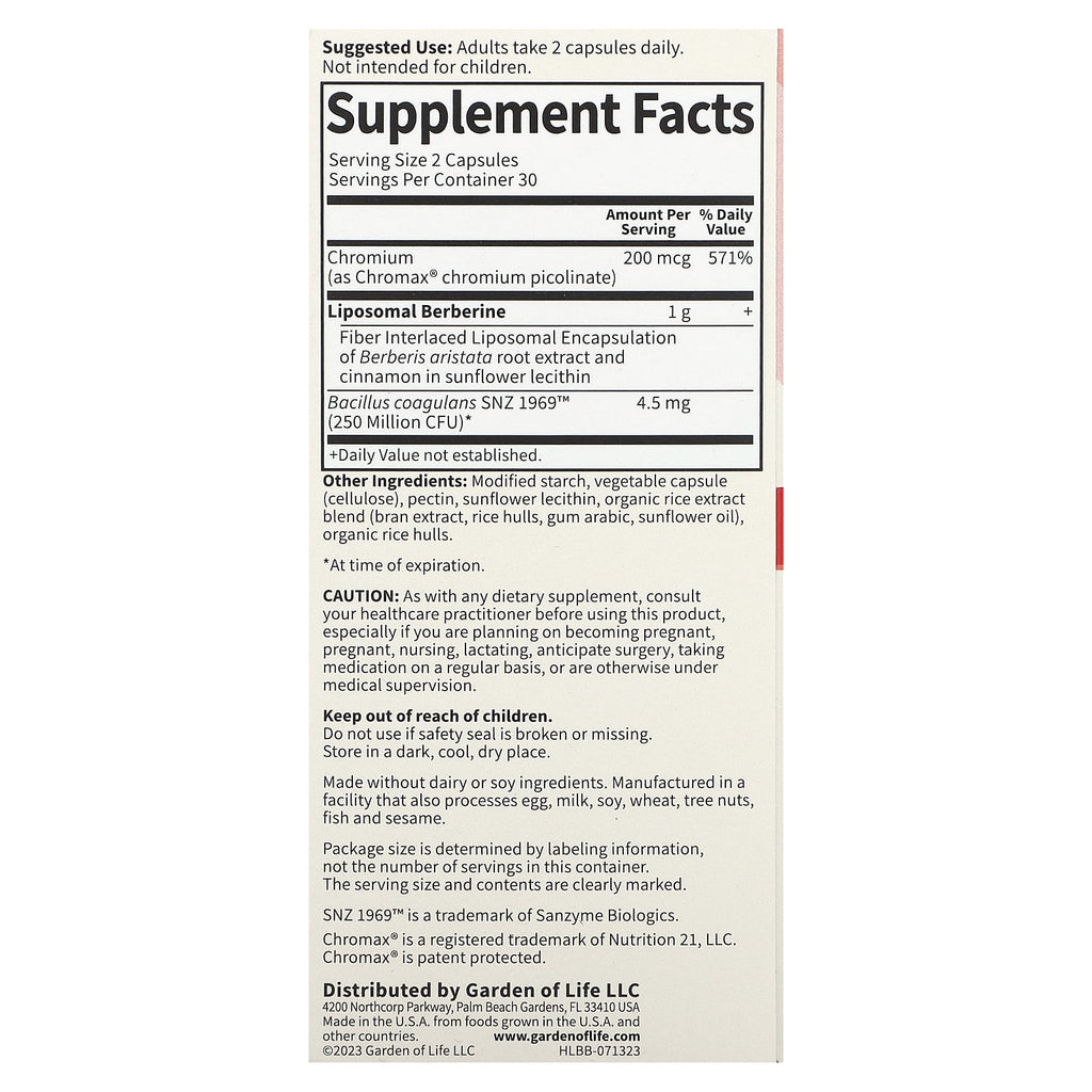 Garden of Life, Herbals, Liposomal Berberine, 60 Vegan Capsules