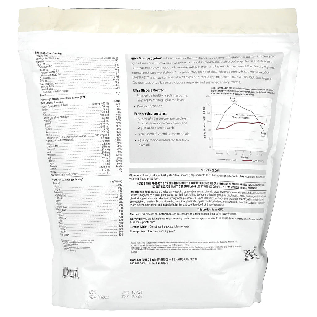 Metagenics, Ultra Glucose Control®, Medical Food, Chocolate, 56.09 oz (1,590 g)