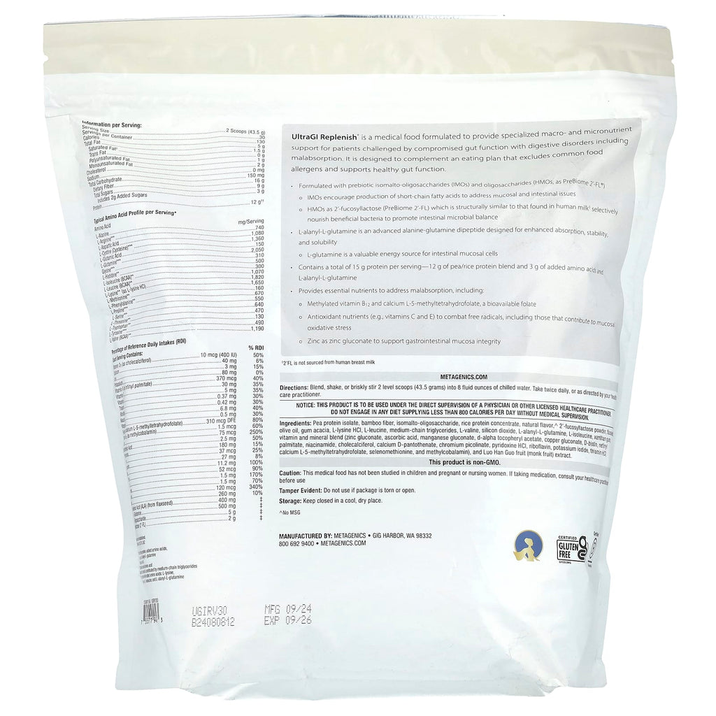 Metagenics, UltraGI Replenish®, Vanilla, 46.03 oz (1,305 g)