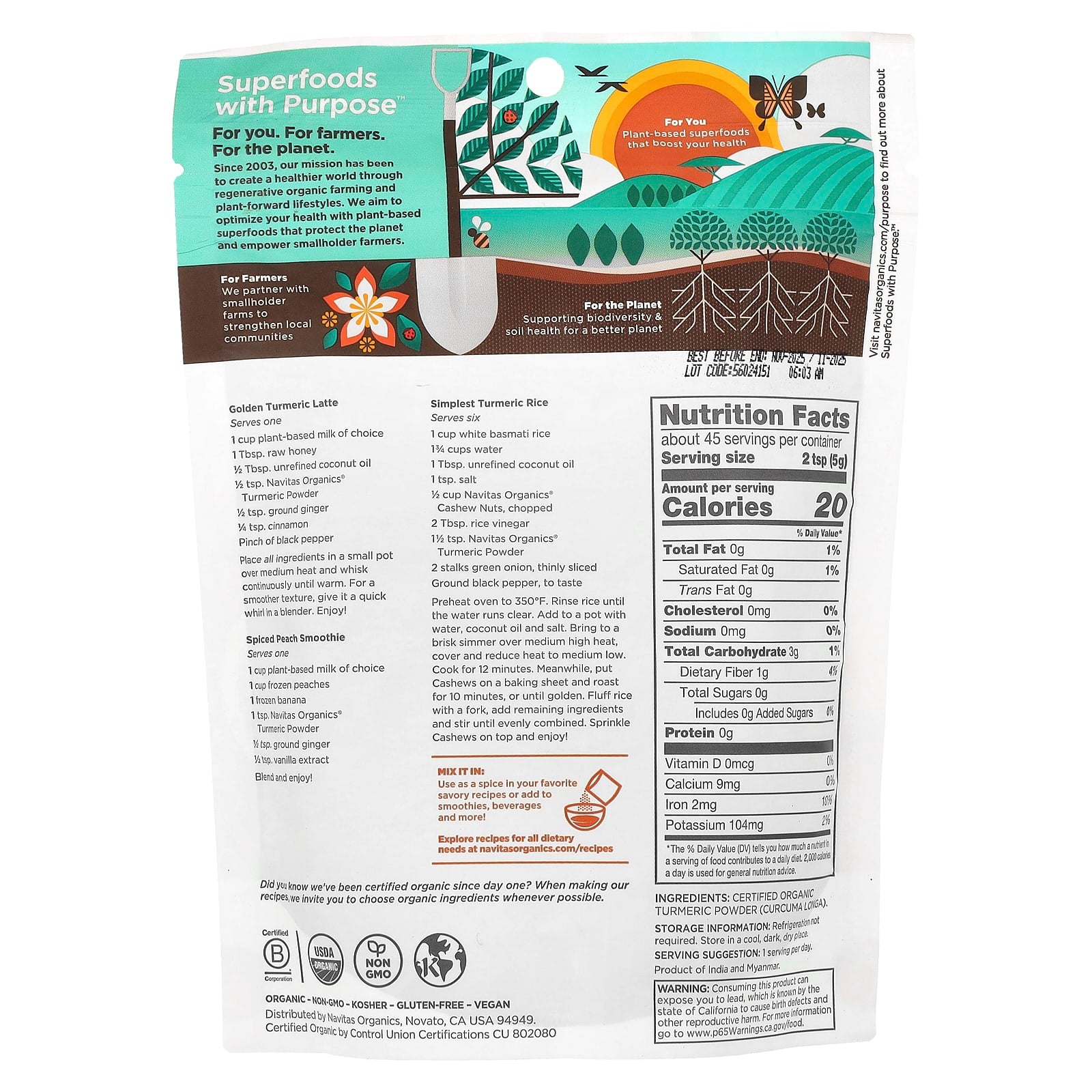 Navitas Organics, Organic Turmeric Powder, 8 oz (227 g)