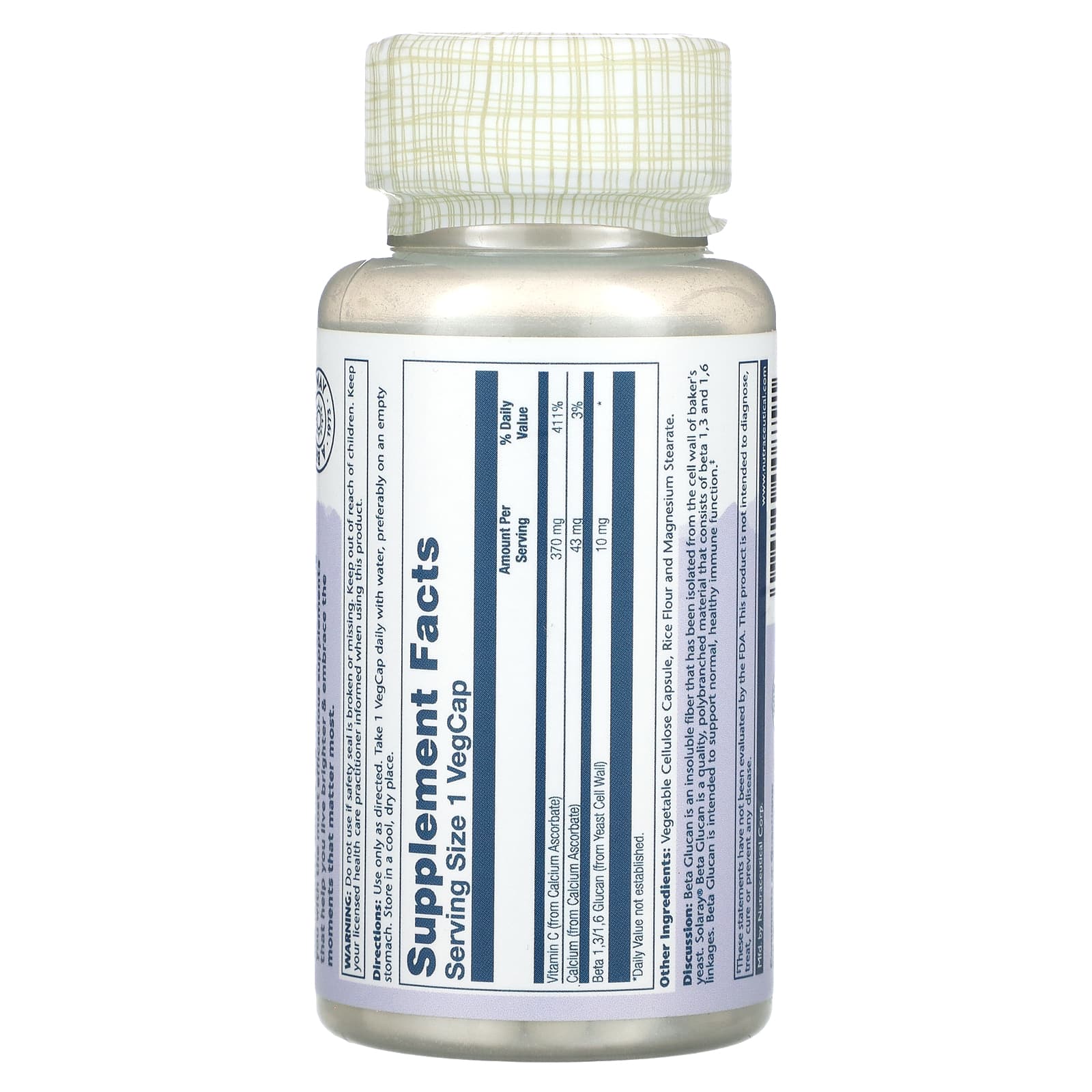 Solaray, Beta Glucan with Vitamin C, 60 VegCaps