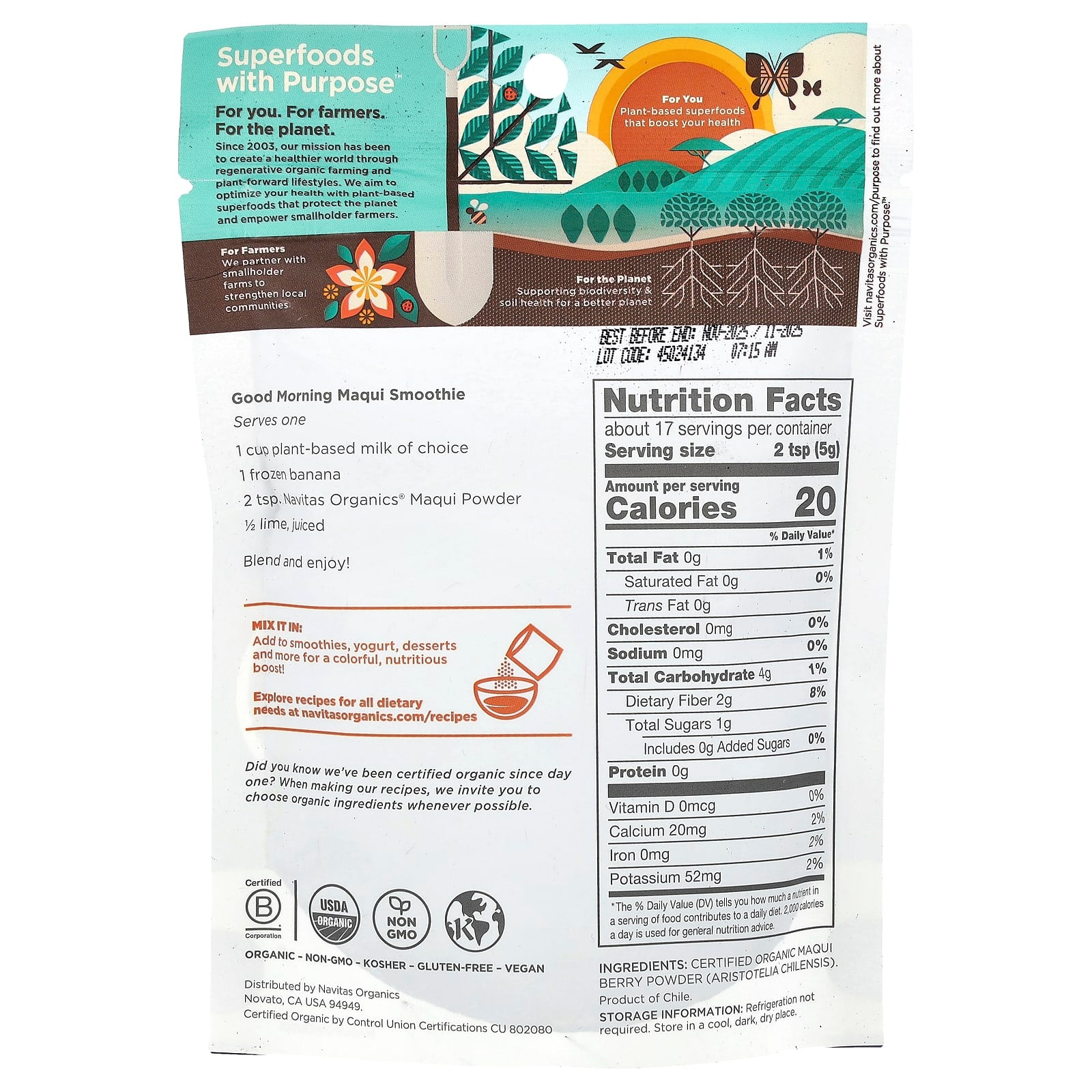 Navitas Organics, Organic Maqui Powder, 3 oz (85 g)