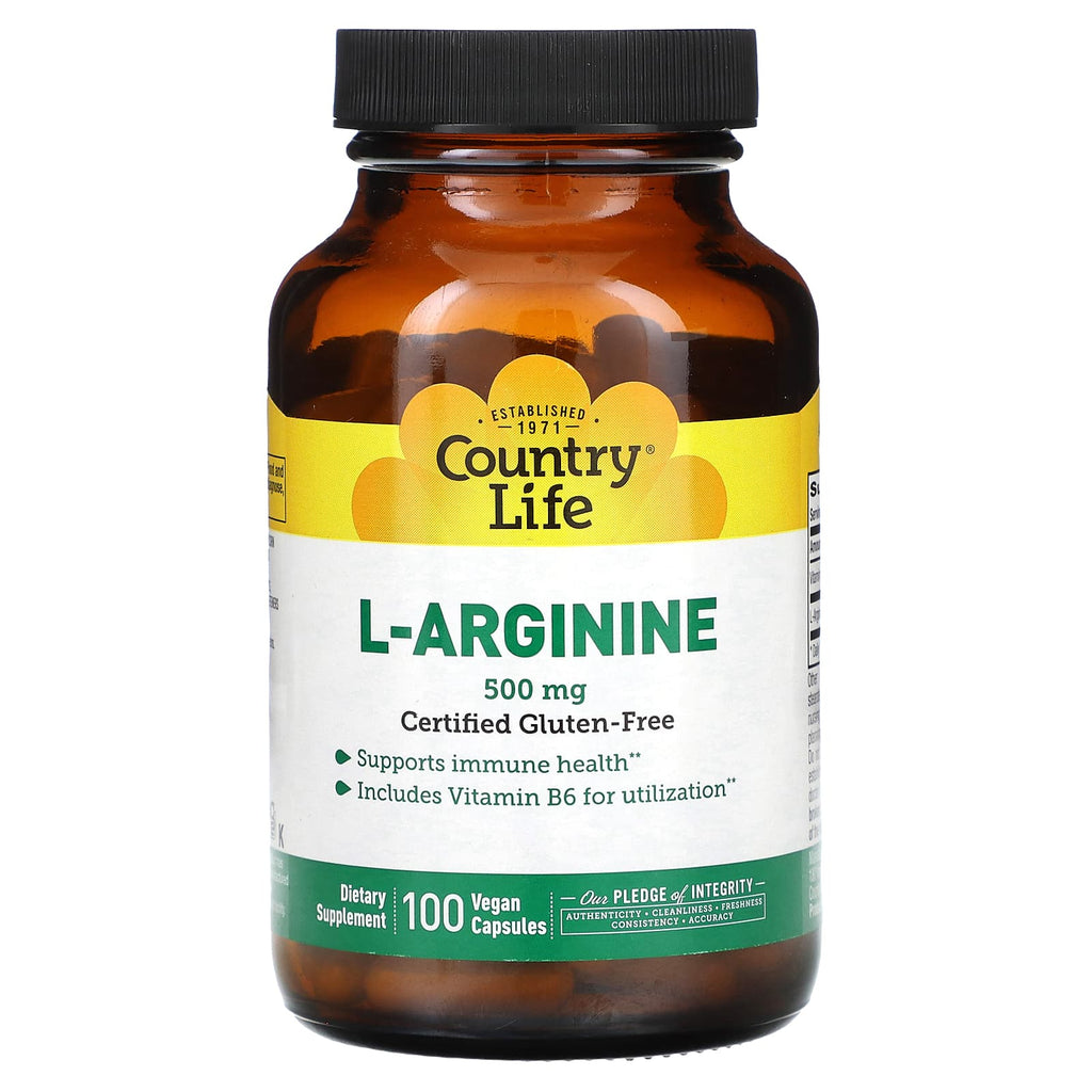 Country Life, L-Arginine, 500 mg, 100 Vegan Capsules