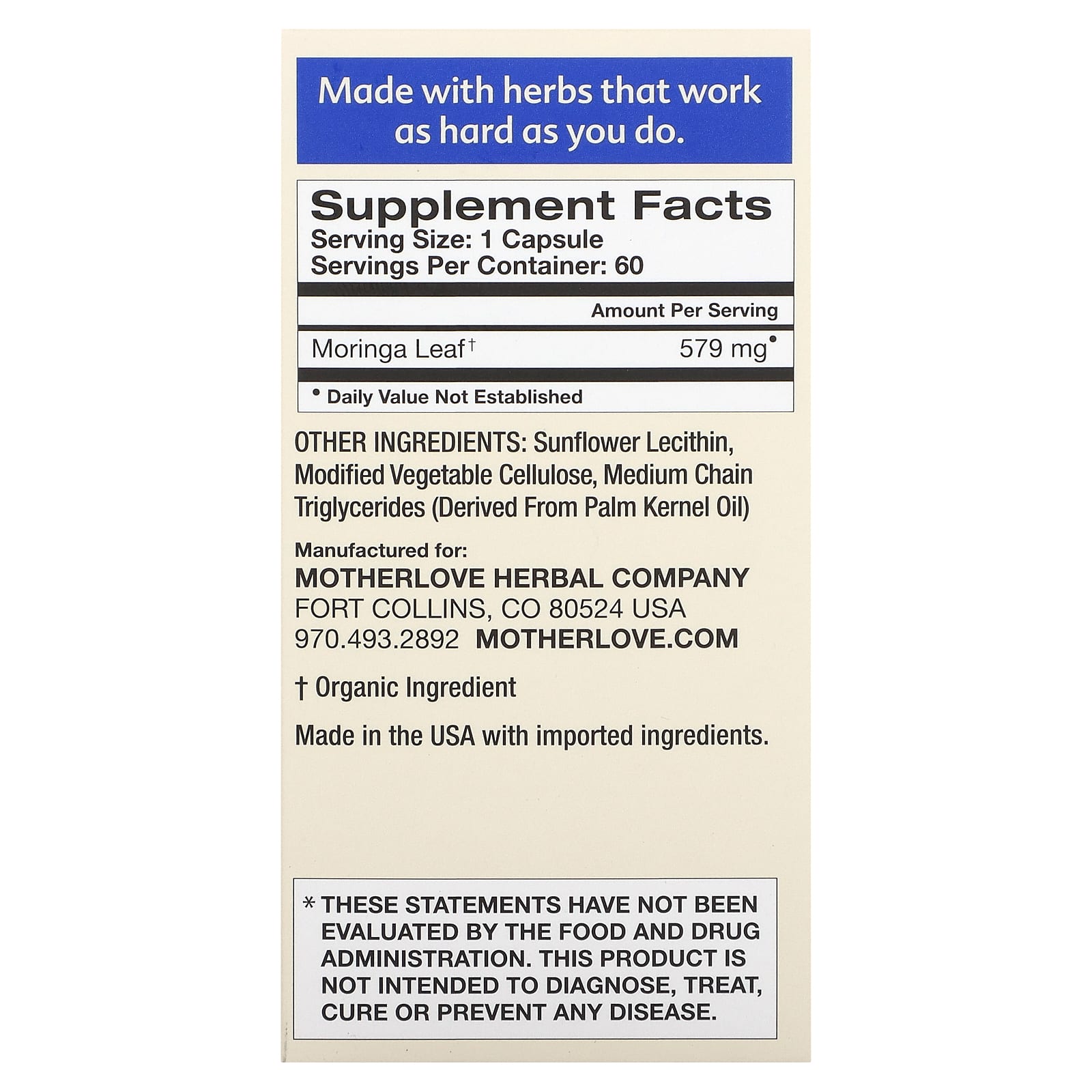 Motherlove, Breastfeeding, Moringa, 60 Liquid Capsules (579 mg per Capsule)