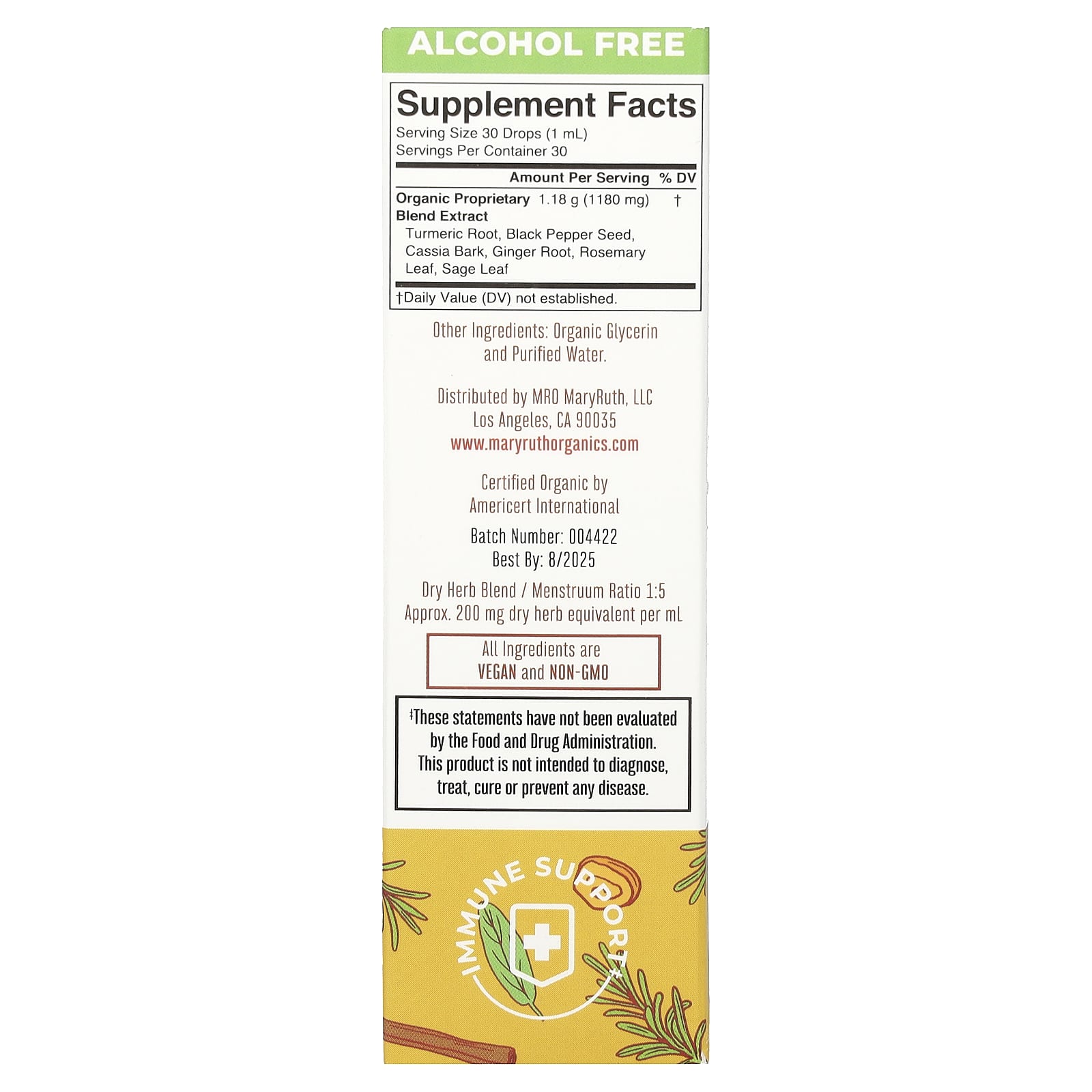 MaryRuth's, Organic Turmeric Gold Liquid Extract, Alcohol Free, 1,180 mg, 1 fl oz (30 ml)