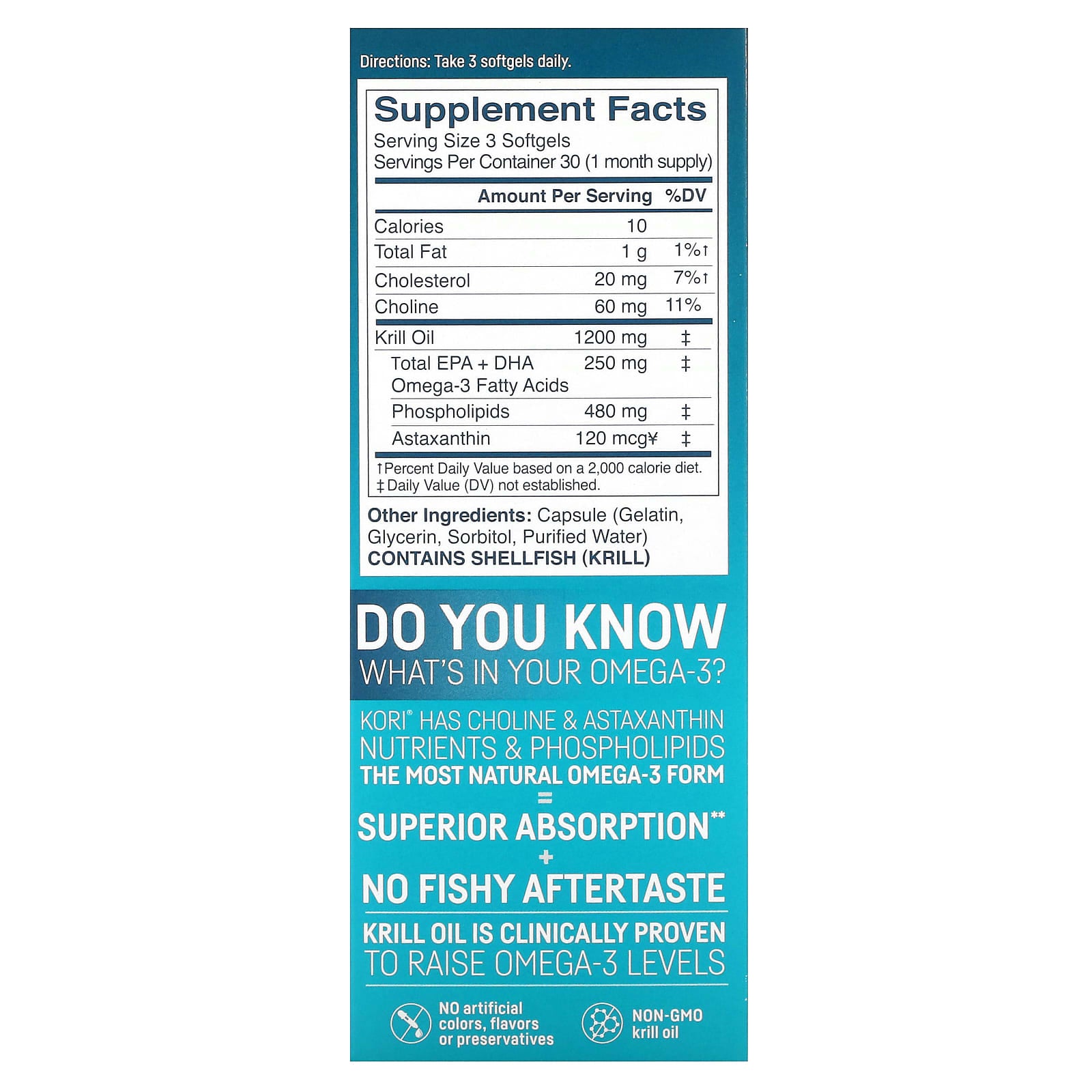 Kori, Pure Antarctic Krill Oil, Multi-Benefit Omega-3, 90 Softgels (400 mg per Softgel)