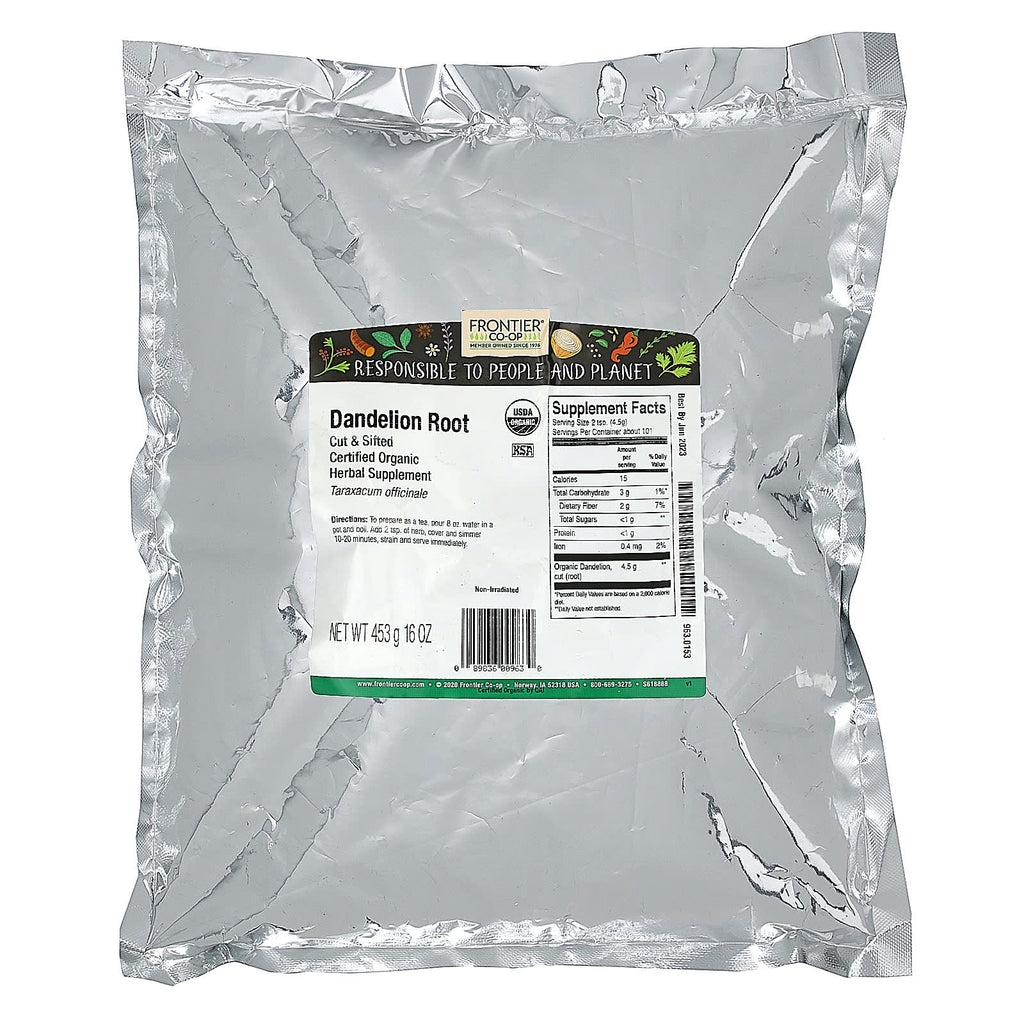 Frontier Co-op, Organic Cut & Sifted Dandelion Root, 16 oz (453 g)