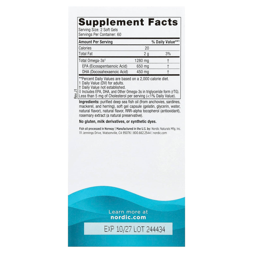 Nordic Naturals, Ultimate Omega®, Lemon, 120 Soft Gels (640 mg per Soft Gel)