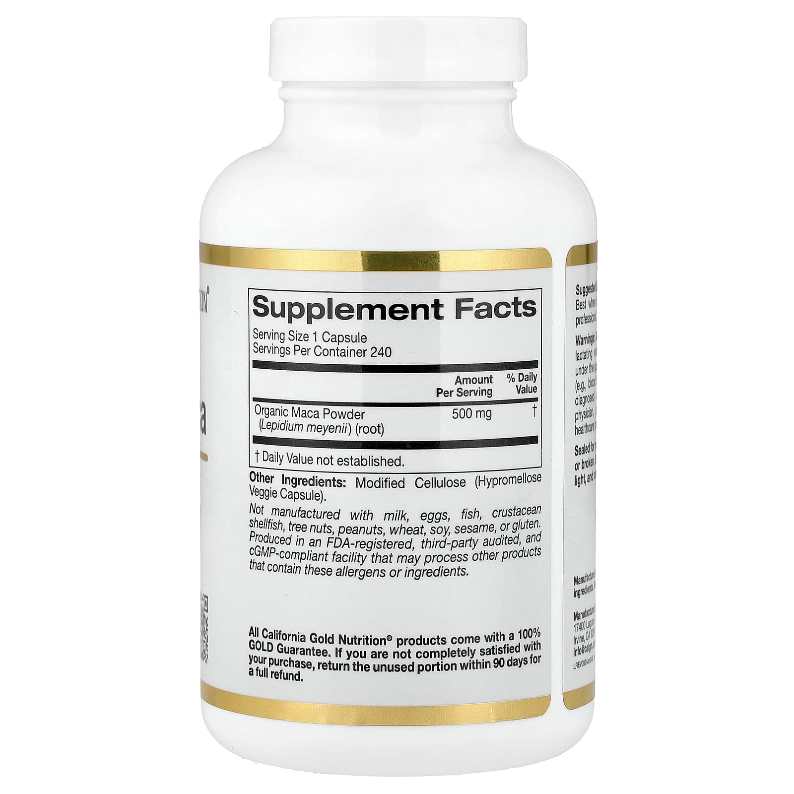 California Gold Nutrition, Peruvian Maca, 500 mg, 240 Veggie Capsules