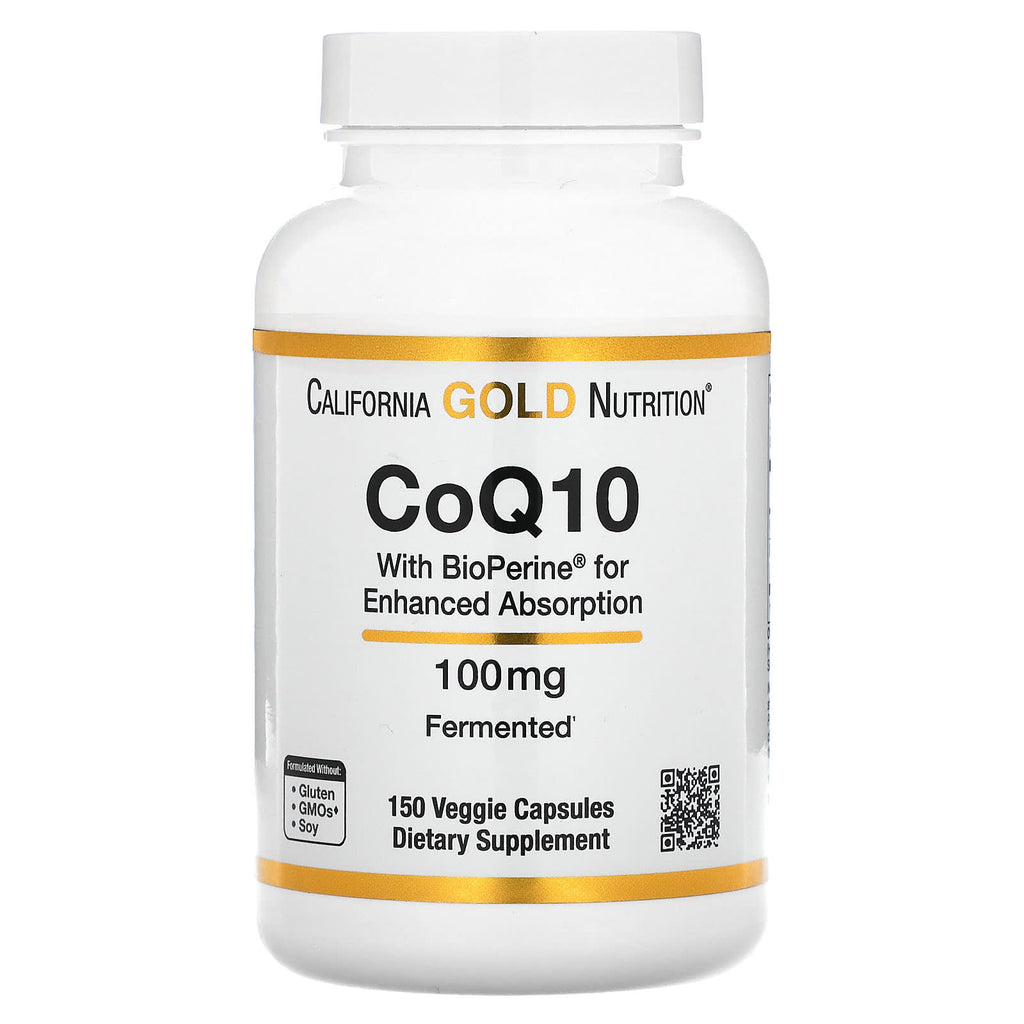 California Gold Nutrition, CoQ10, Ubiquinone USP with Bioperine® Black Pepper Extract, Enhanced Bioavailability, 100 mg, 150 Veggie Capsules