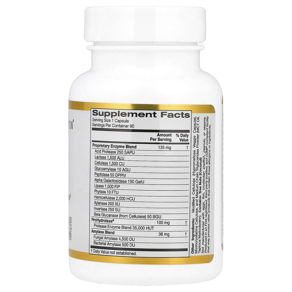 California Gold Nutrition, Digestive Enzymes with Proprietary Enzyme Blend, ProHydrolase® and Amylase Blend, 90 Veggie Capsules