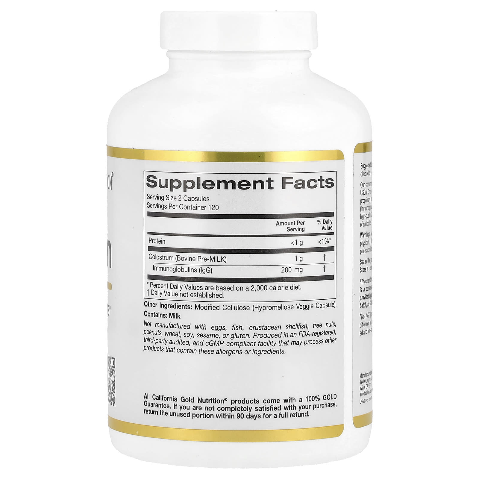 California Gold Nutrition, Colostrum with 20% IgG Immunoglobulins, 240 Veggie Capsules