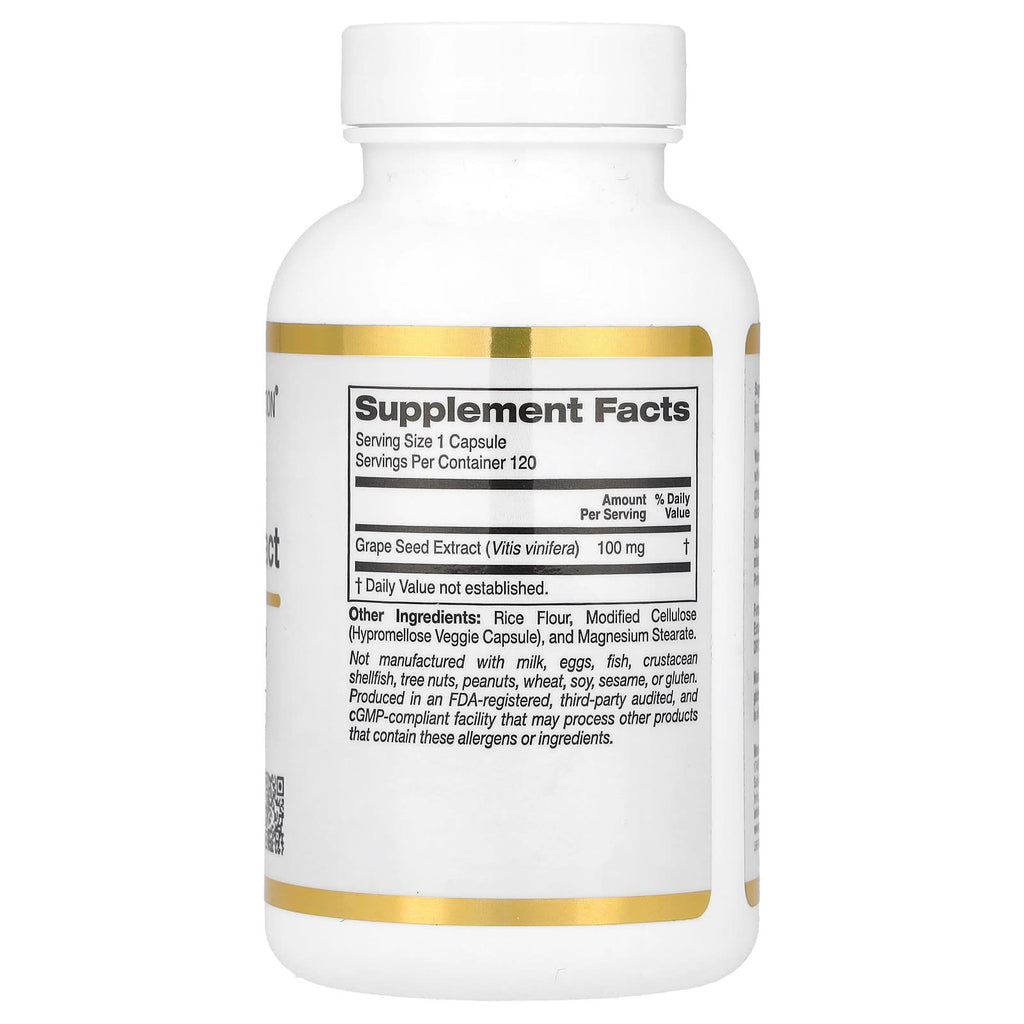 California Gold Nutrition, French Grape Seed Extract, Vitaflavan®, 100 mg, 120 Veggie Capsules