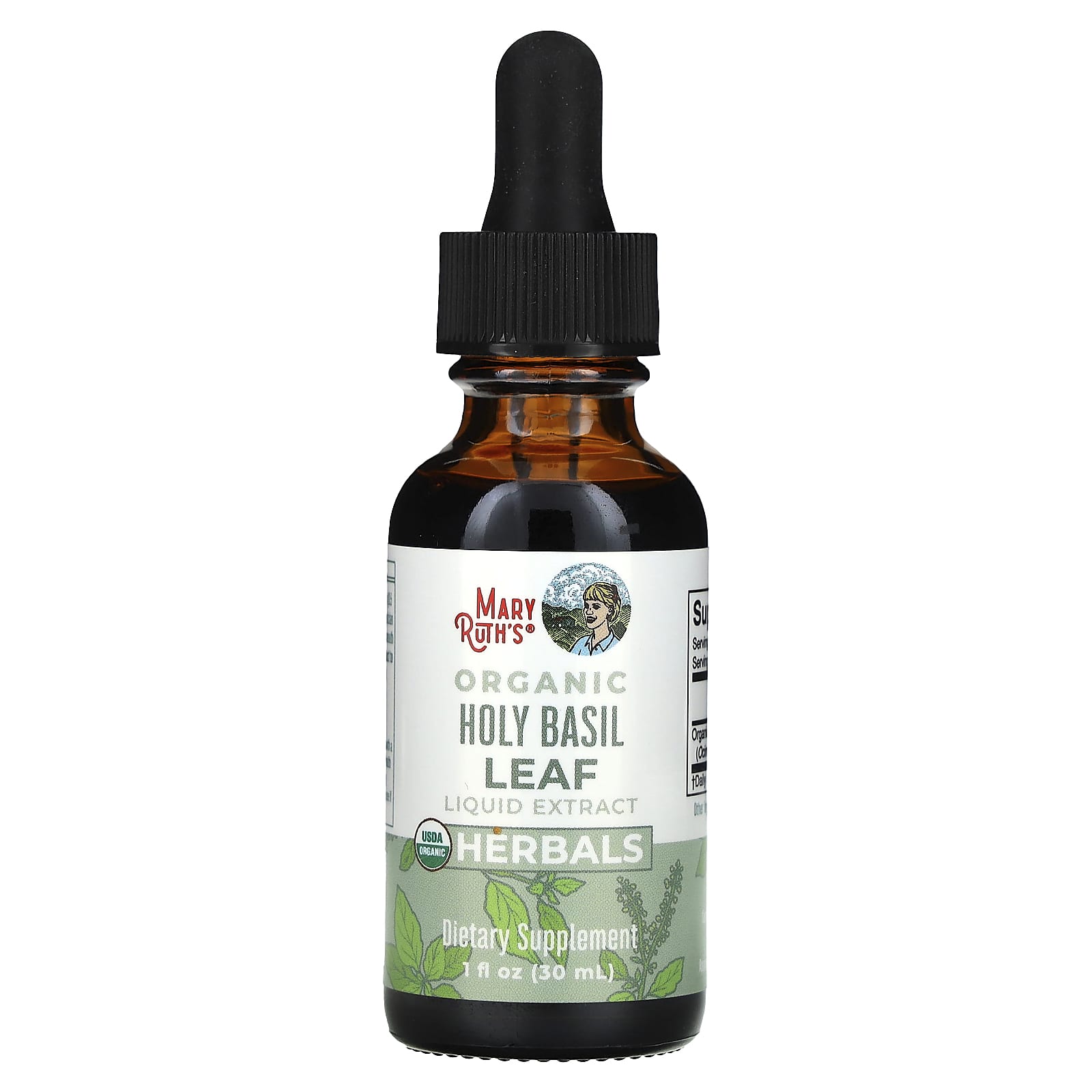 MaryRuth's, Organic Holy Basil Leaf Liquid Extract, Alcohol Free, 590 mg, 1 fl oz (30 ml)