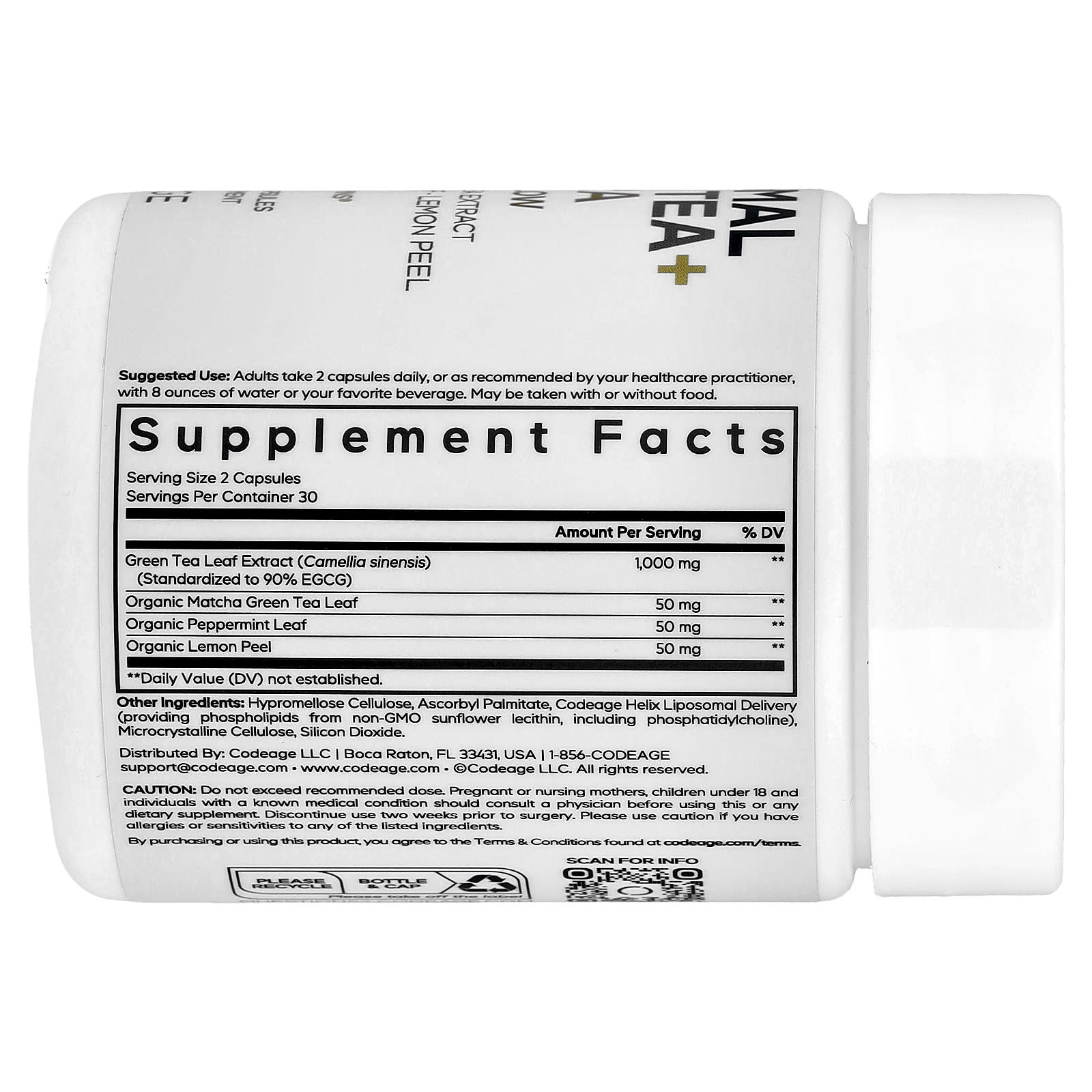 Codeage, Liposomal Green Tea+ Ultra Trim & Glow, 60 Vegetable Capsules