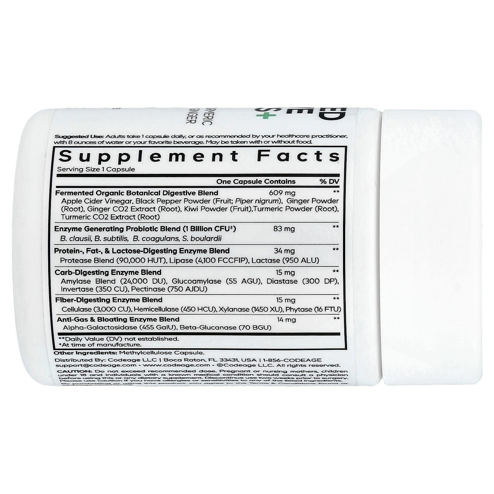 Codeage, Fermented Digestive Enzymes+, 30 Vegetable Capsules
