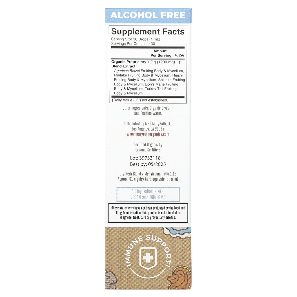 MaryRuth's, Organic Mushroom Complex Liquid Extract, Alcohol Free, 1,200 mg, 1 fl oz (30 ml)