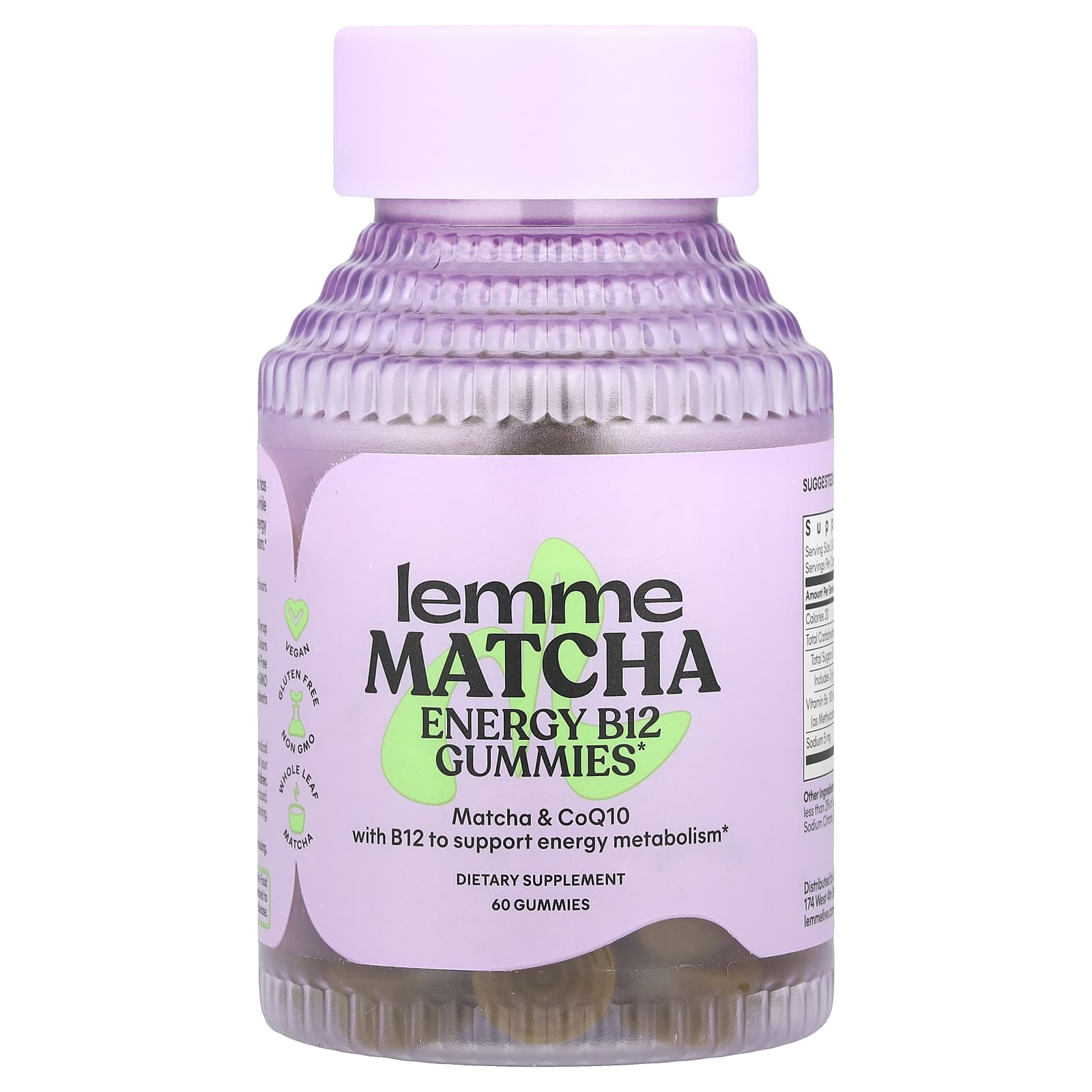 Lemme, Energy B12 & CoQ10 Gummies, Matcha, 60 Gummies