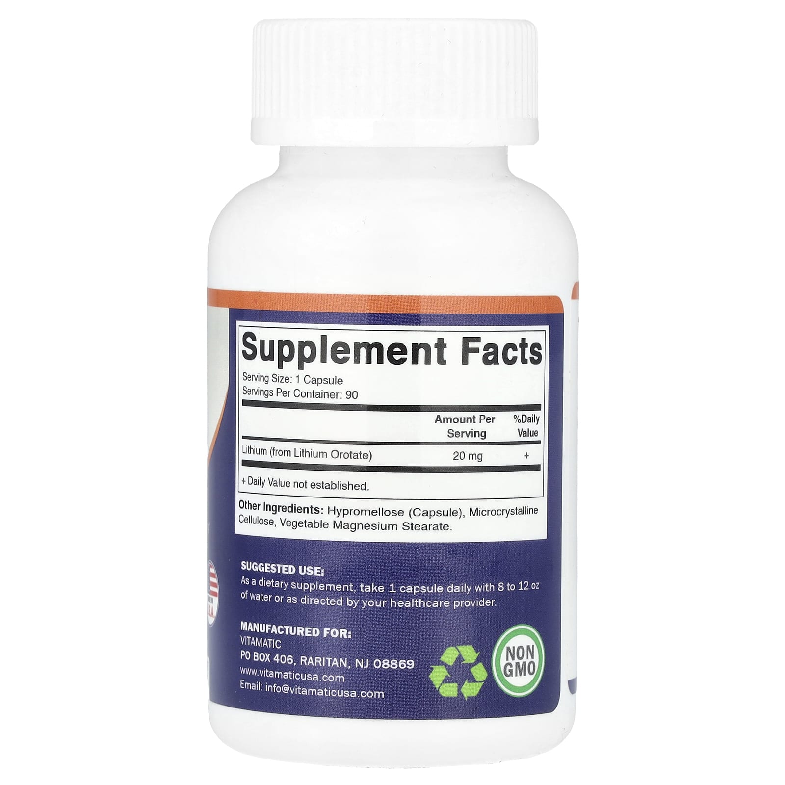 Vitamatic, Lithium Orotate, 20 mg, 90 Vegetable Capsules