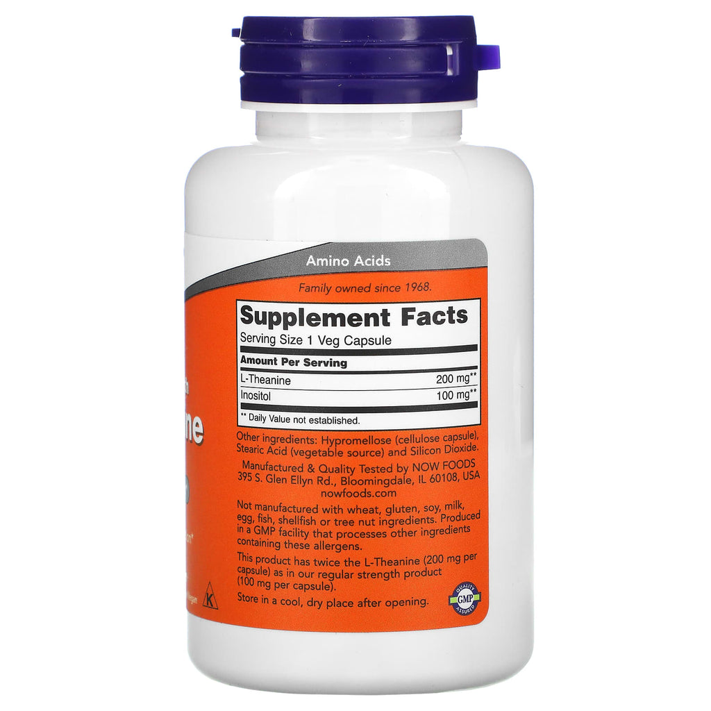 NOW Foods, L-Theanine, 200 mg, 120 Veg Capsules
