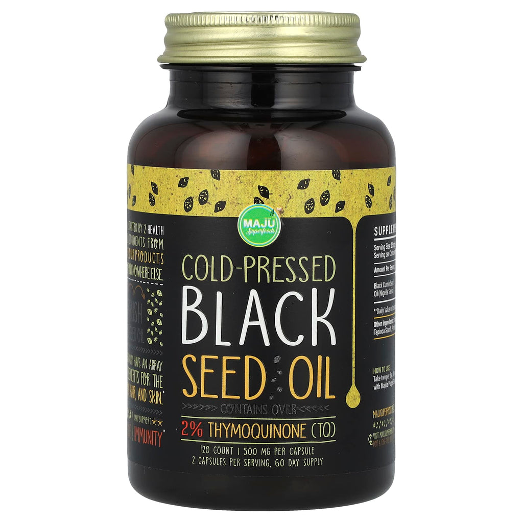 Maju Superfoods, Cold-Pressed Black Seed Oil, 500 mg, 120 Count