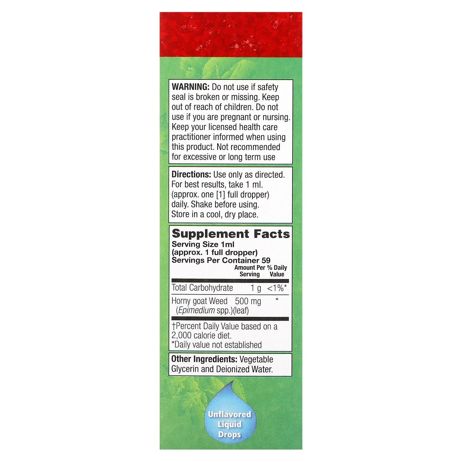 Natural Balance, Horny Goat Weed, Liquid Drops, Unflavored, 500 mg, 2 fl oz (59 ml)