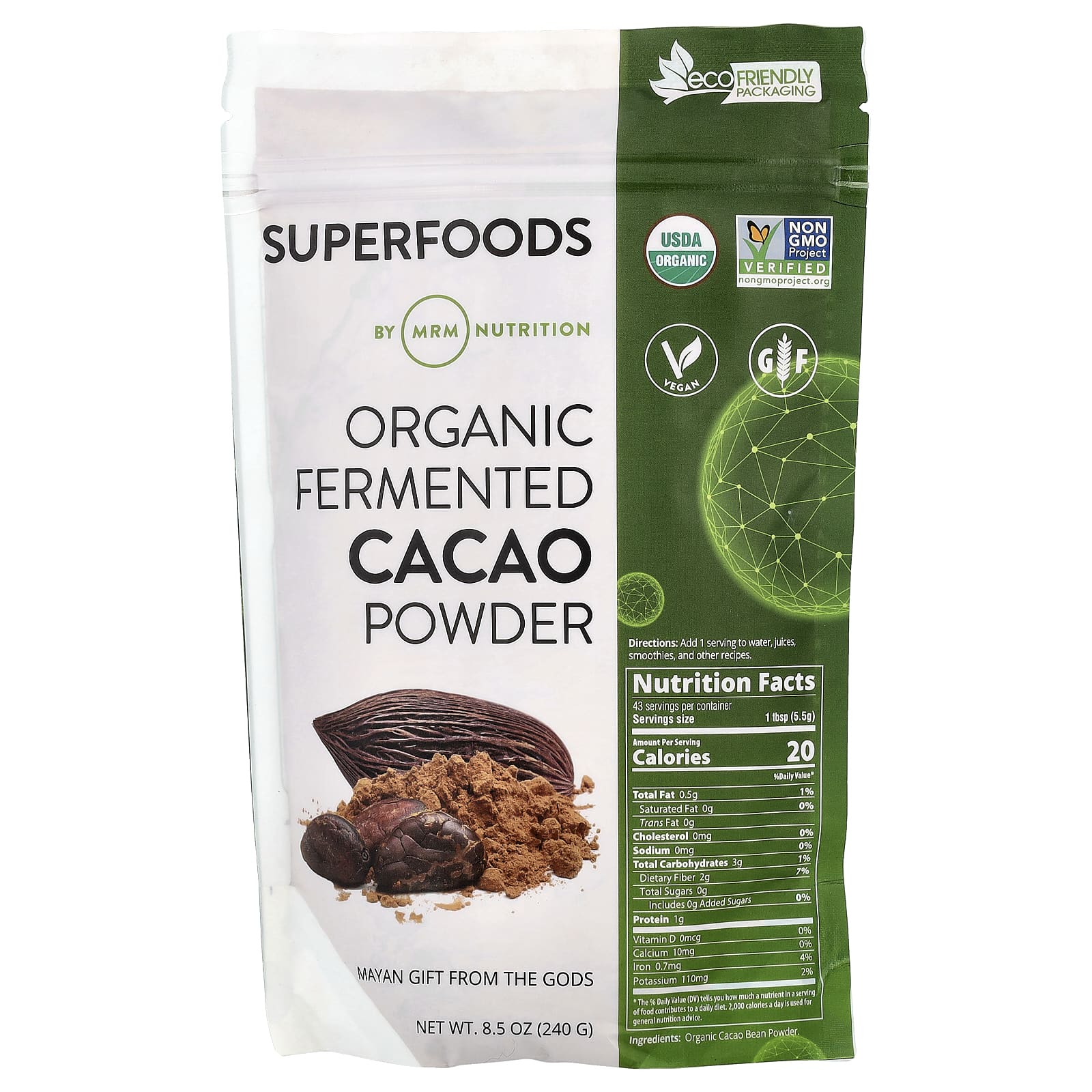 MRM Nutrition, Organic Fermented Cacao Powder, 8.5 oz (240 g)