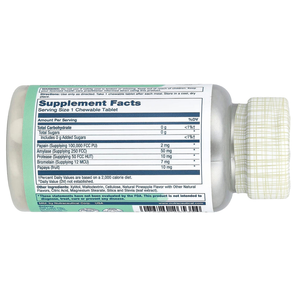 Solaray, Papaya Enzyme, Natural Pineapple, 90 Chewables