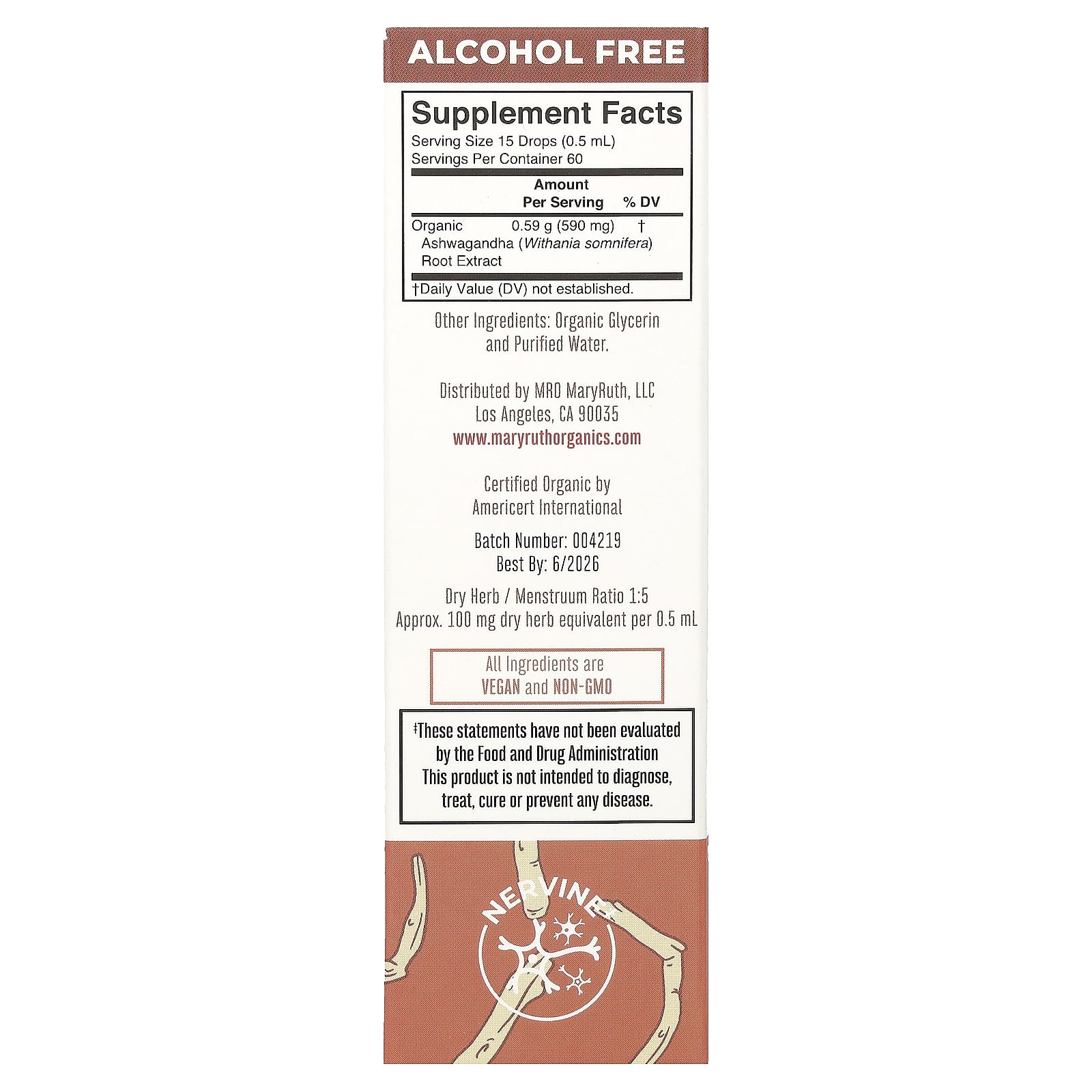 MaryRuth's, Organic Ashwagandha Root Liquid Extract, Alcohol Free, 1 fl oz (30 ml)
