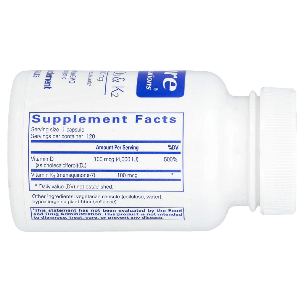 Pure Encapsulations, Vitamin D3 & K2, 120 Capsules