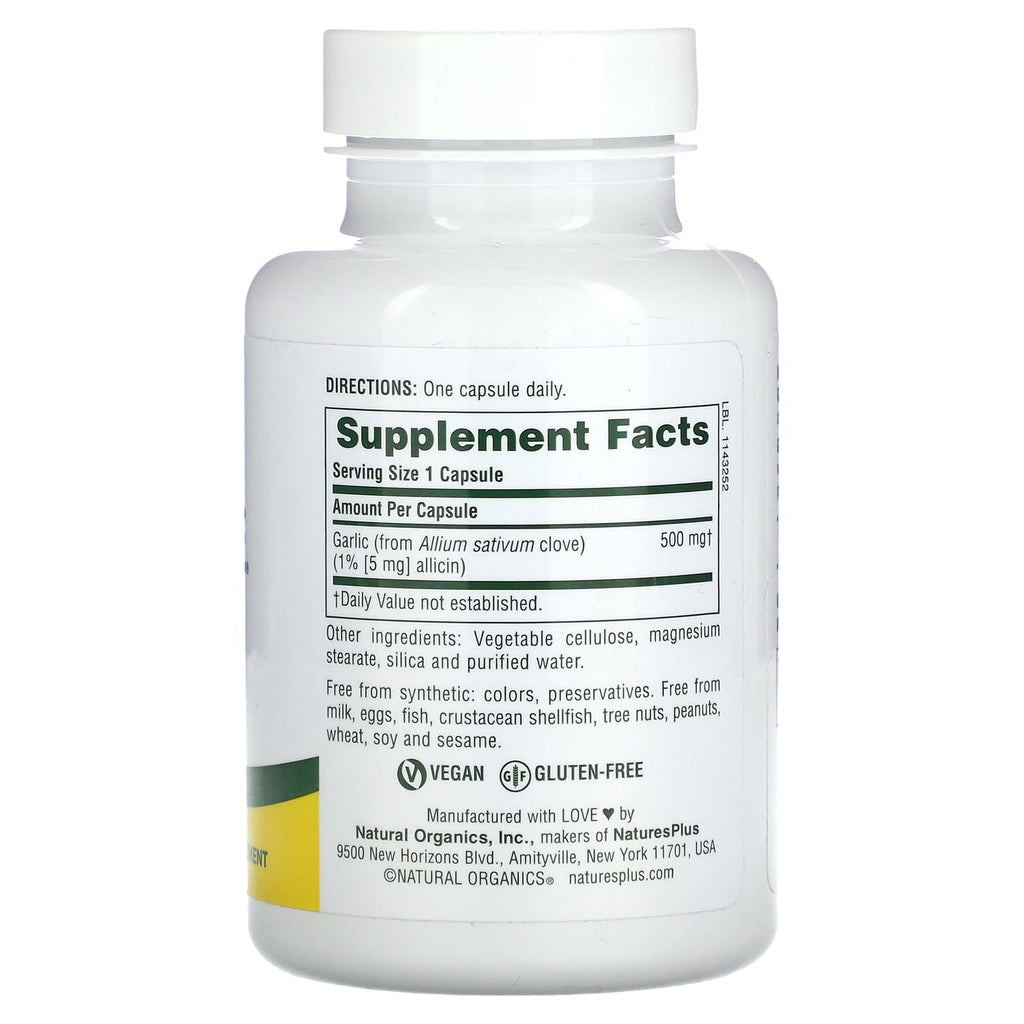 NaturesPlus, Garlite, 500 mg, 90 Capsules