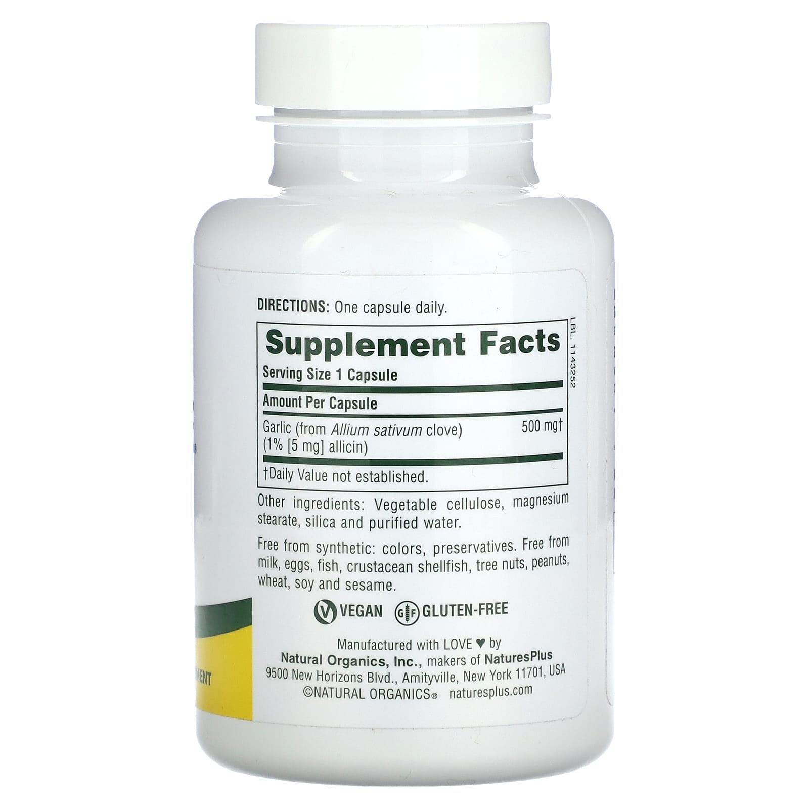 NaturesPlus, Garlite, 500 mg, 90 Capsules