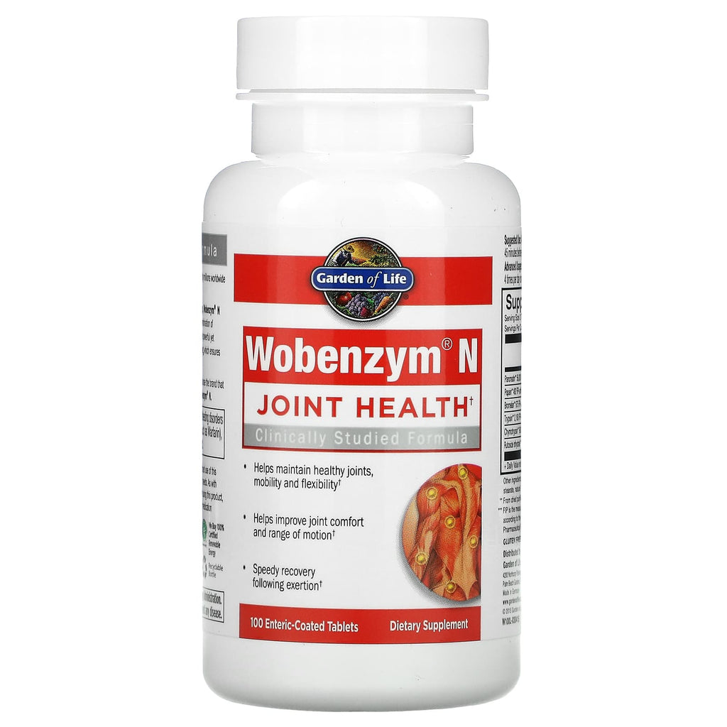 Garden of Life, Wobenzym N, Joint Health, 100 Enteric-Coated Tablets