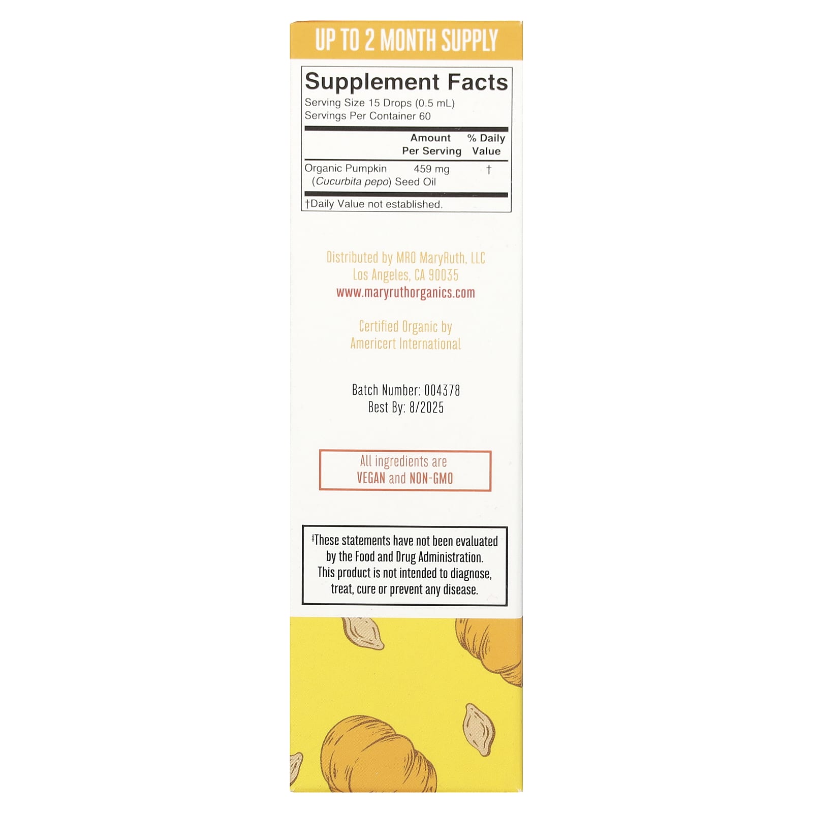 MaryRuth's, Organic Pumpkin Seed Oil Liquid Drops, Alcohol Free, 459 mg, 1 fl oz (30 ml)