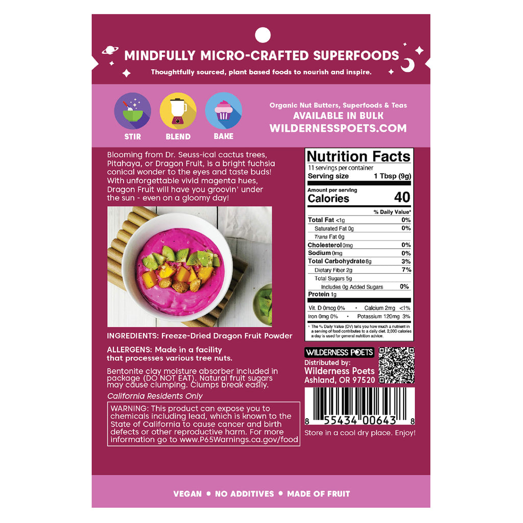 Wilderness Poets, Freeze Dried Dragon Fruit Powder, 3.5 oz (99 g)