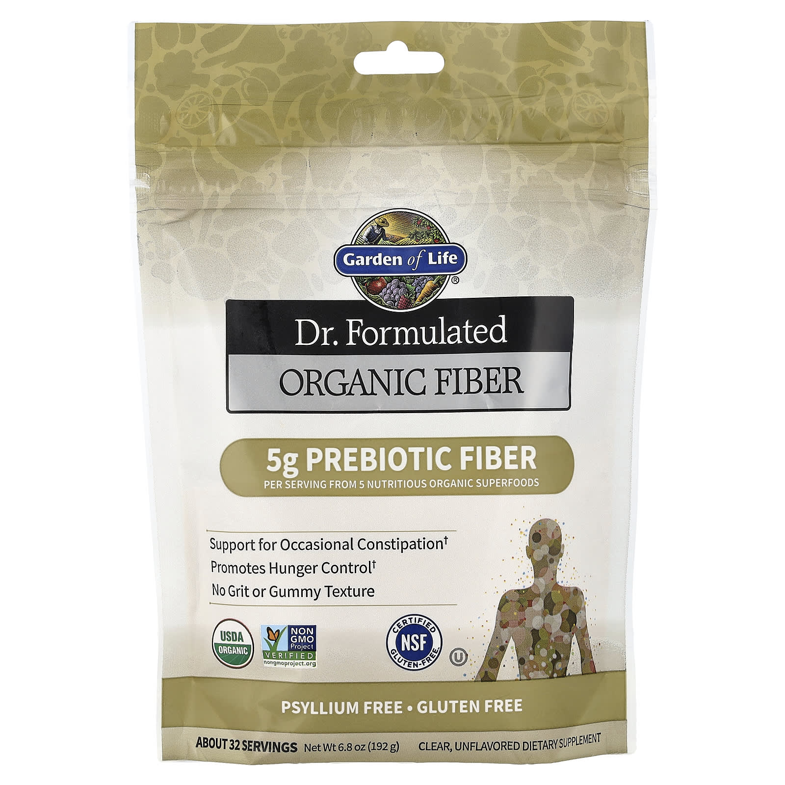 Garden of Life, Dr. Formulated, Organic Fiber, Unflavored, 6.8 oz (192 g)