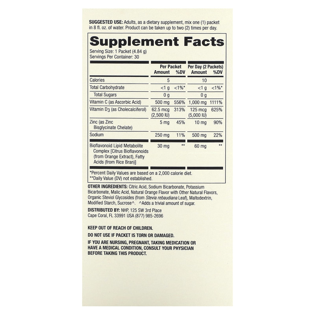 Dr. Mercola, Vitamin C-PAK, Natural Orange, 500 mg, 30 Packets 0.17 oz (4.84 g) Each