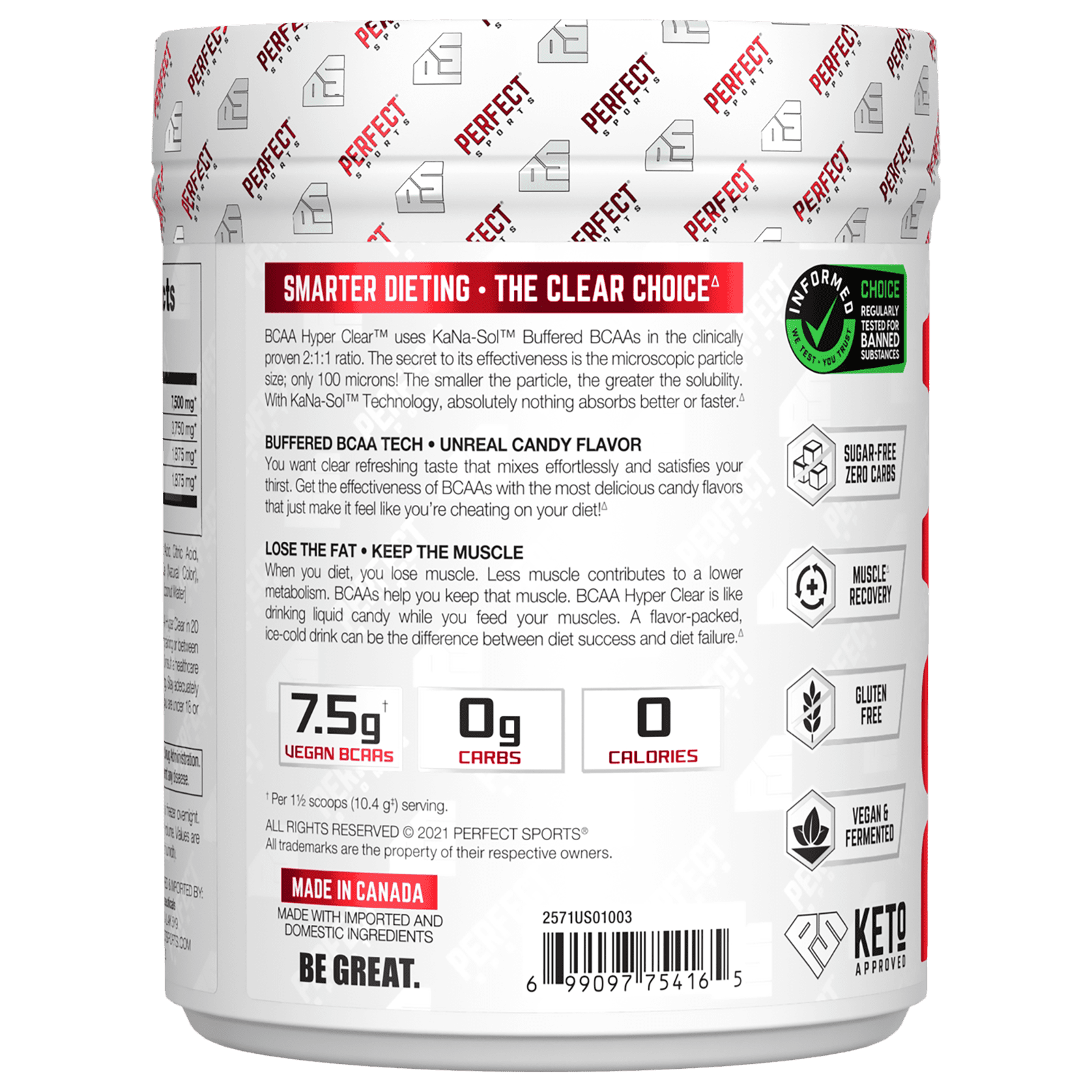 PERFECT Sports, BCAA Hyper Clear, Intense Peach Rings, 10.9 oz (310 g)